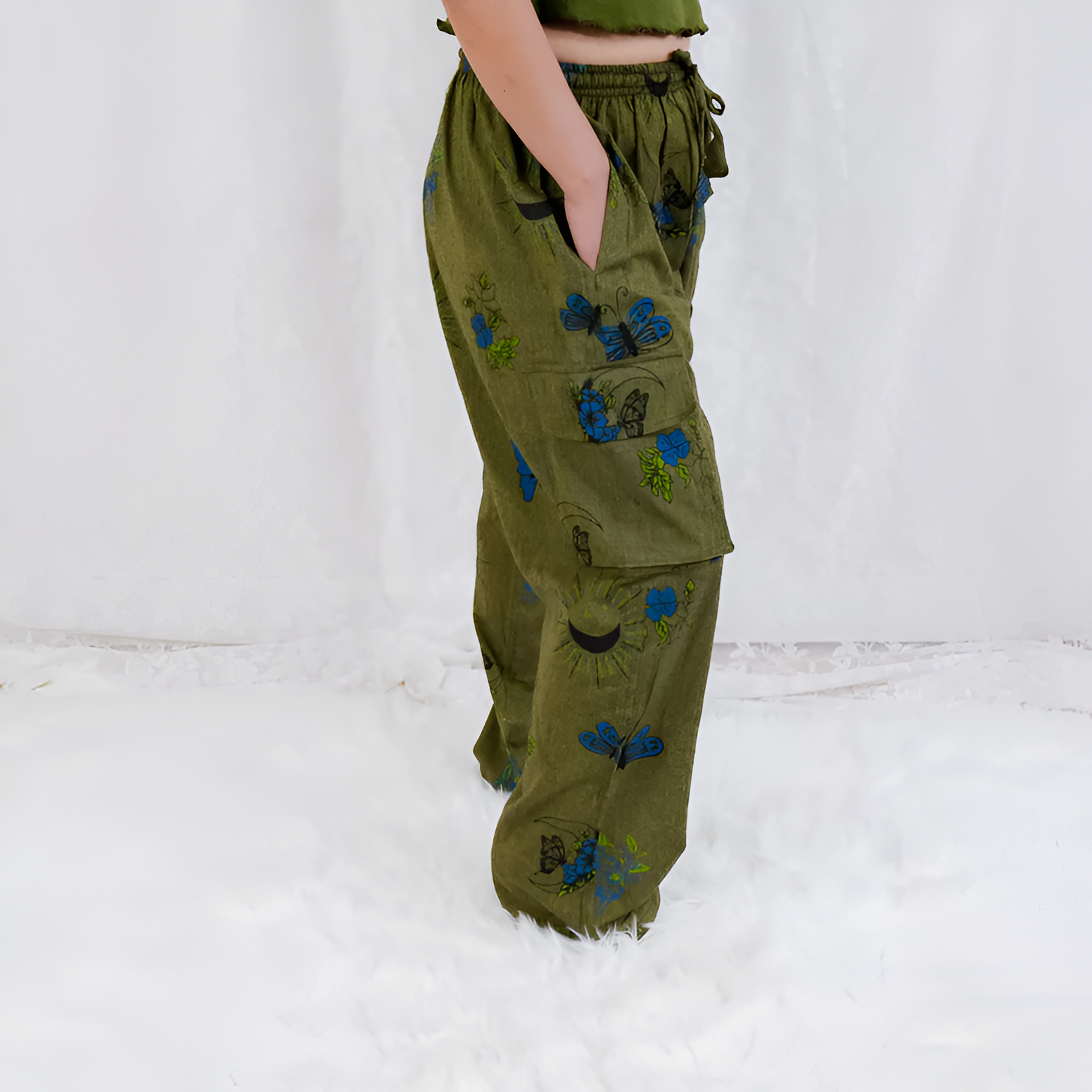 Artistic Print Handcrafted Cargo PantsArtistic Print Handcrafted Cargo Pants - Image 6