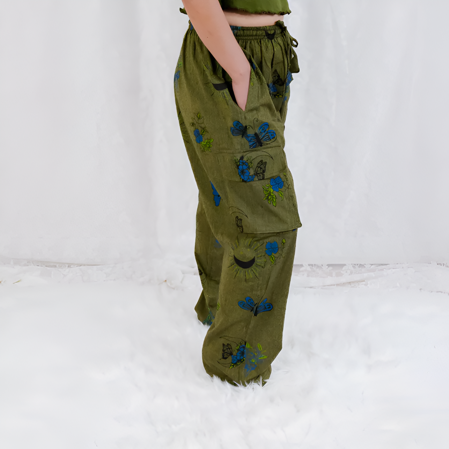 Artistic Print Handcrafted Cargo Pants