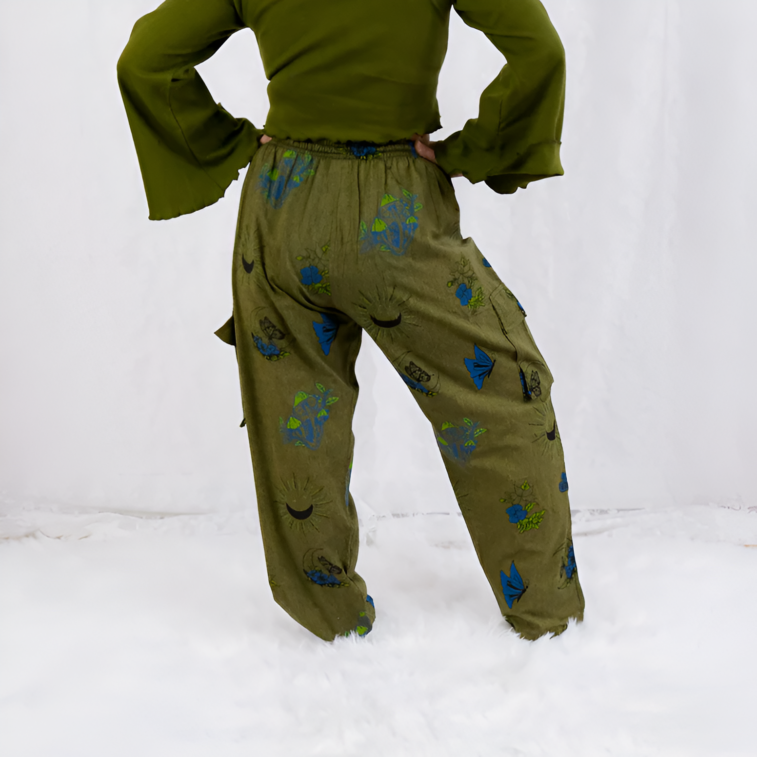 Artistic Print Handcrafted Cargo Pants