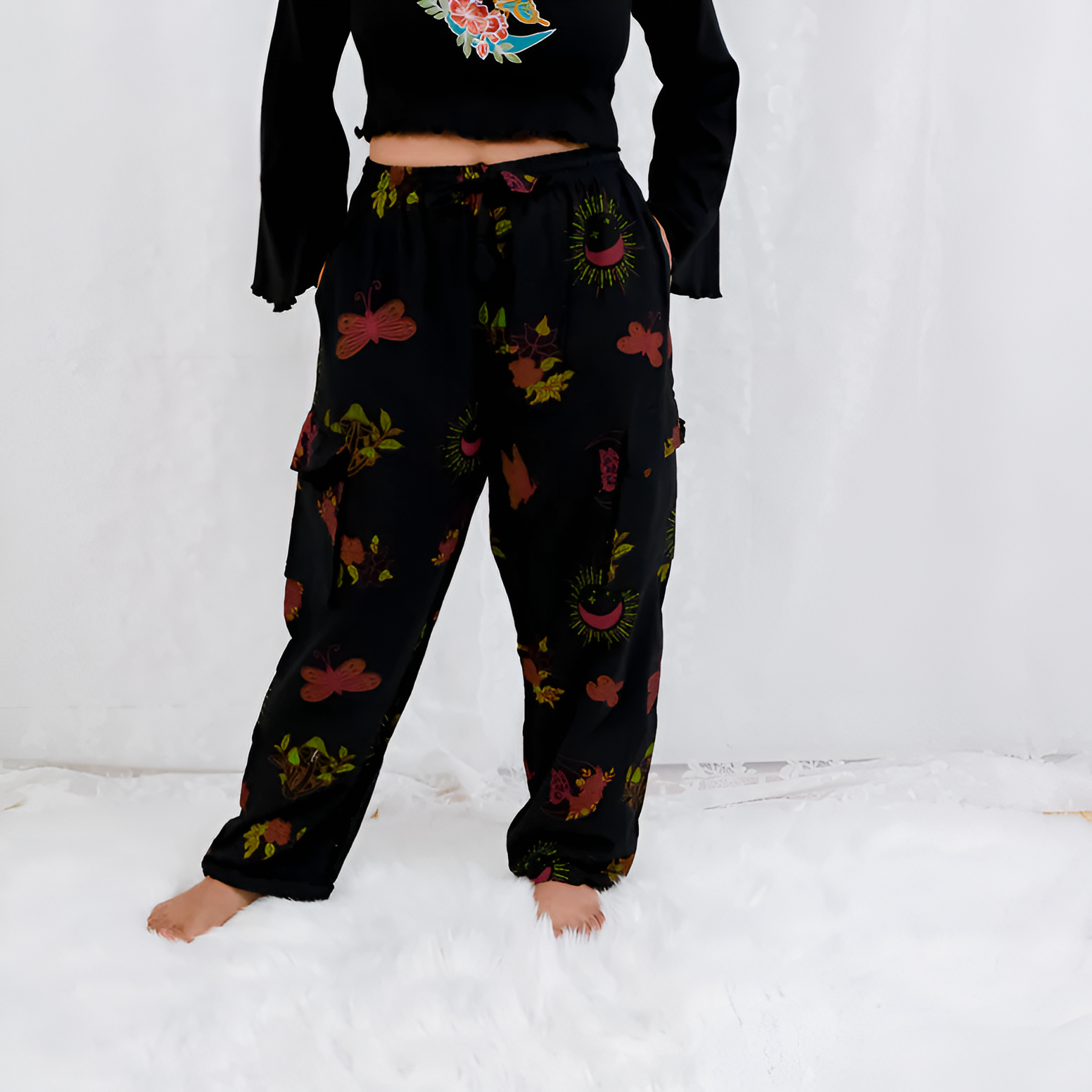 Artistic Print Handcrafted Cargo Pants