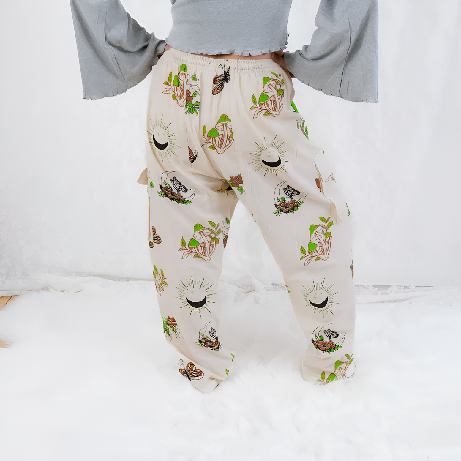 Artistic Print Handcrafted Cargo PantsArtistic Print Handcrafted Cargo Pants - Image 9