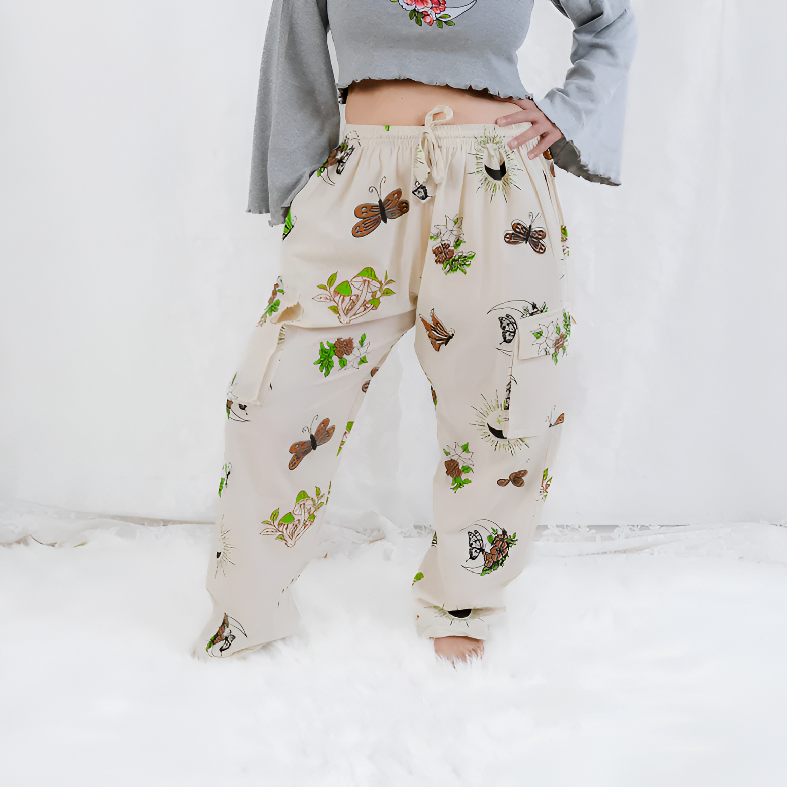 Artistic Print Handcrafted Cargo Pants