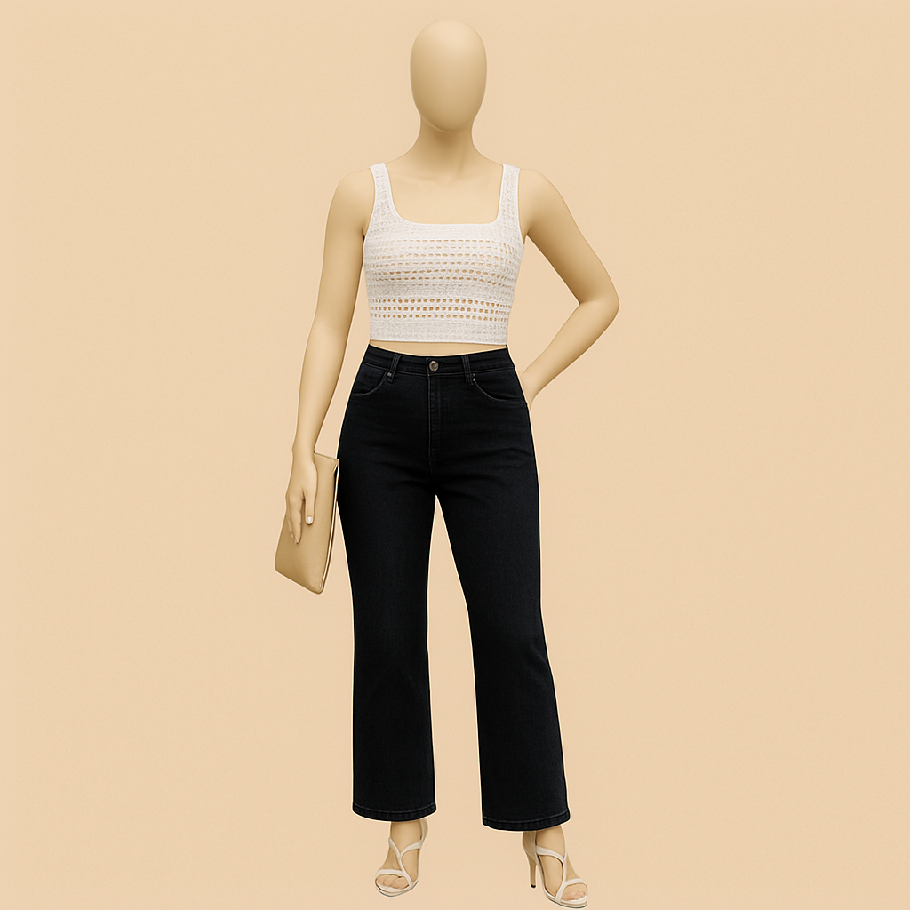 Denim Pull On Jeans With Front Seam Detail-My Comfy PantDenim Pull On Jeans With Front Seam Detail - Image 4