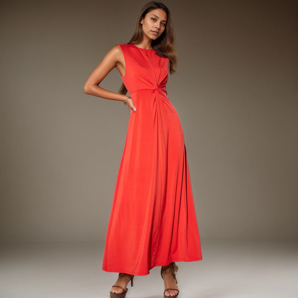 Sleeveless Twist Waist Maxi Dress-My Comfy Pant