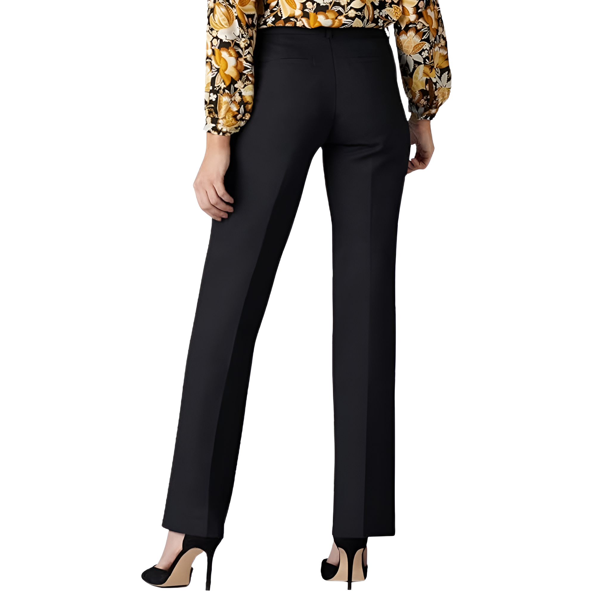 Mid Rise Regular Fit Work Trousers Pants For Women