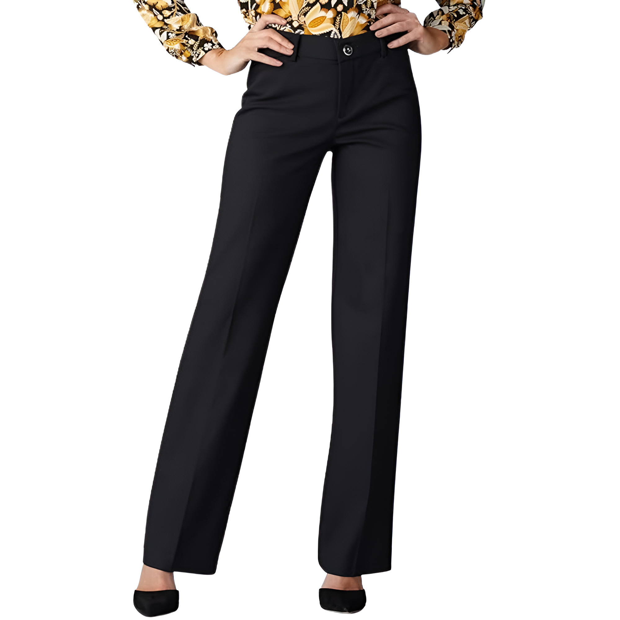 Mid Rise Regular Fit Work Trousers Pants For Women