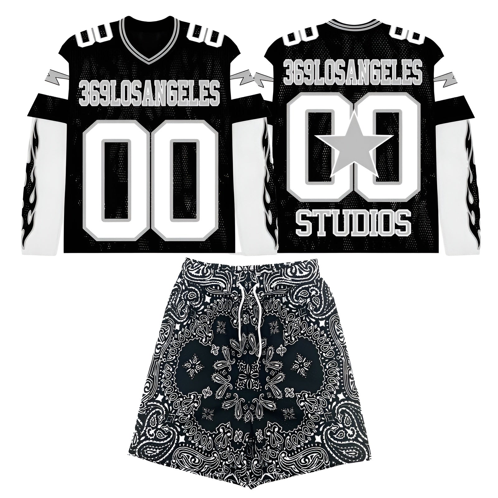 Los Angeles Flame Print Jersey And Shorts Set-My Comfy Pant