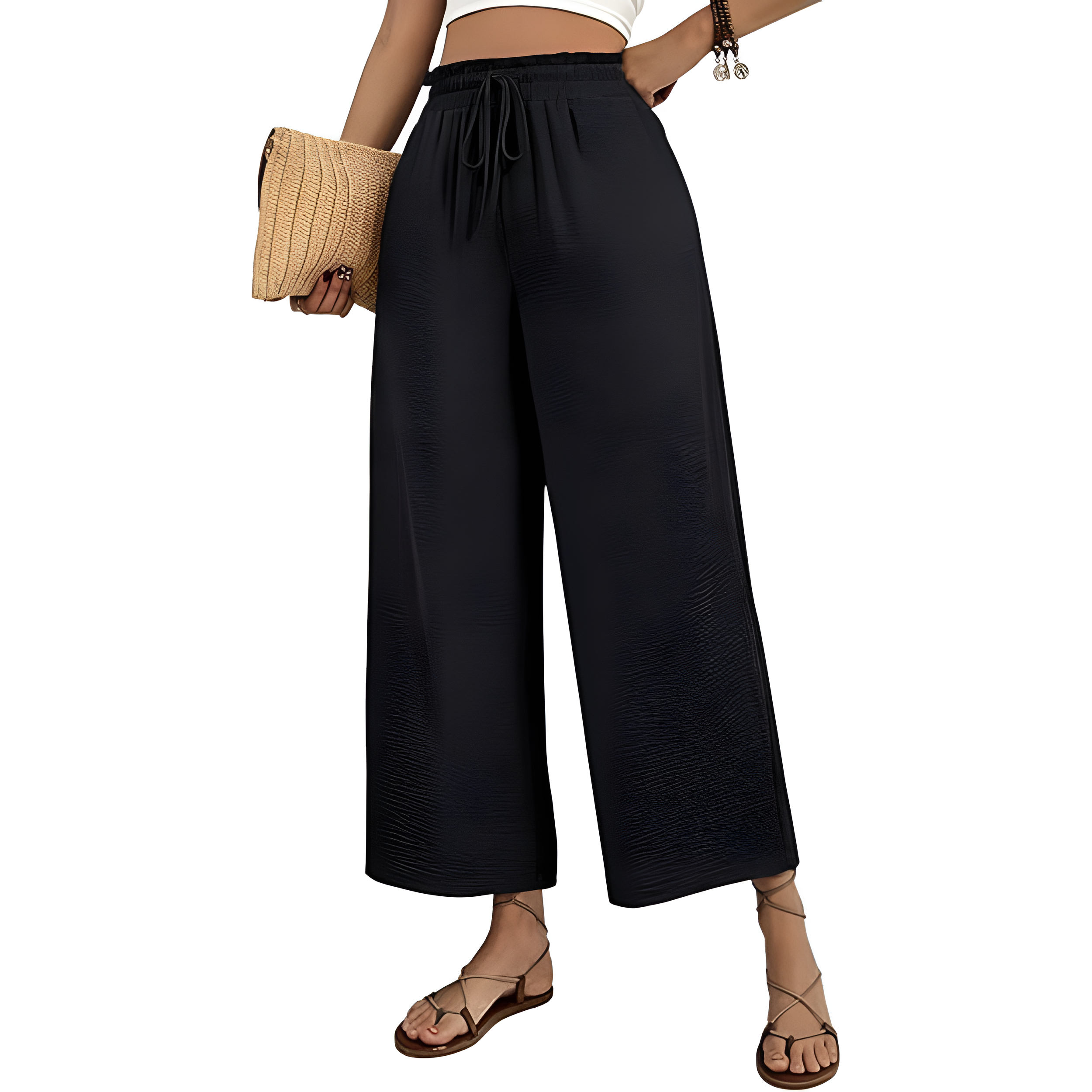 Lounge Pants With Drawstring And Flowy Palazzo Style For Women