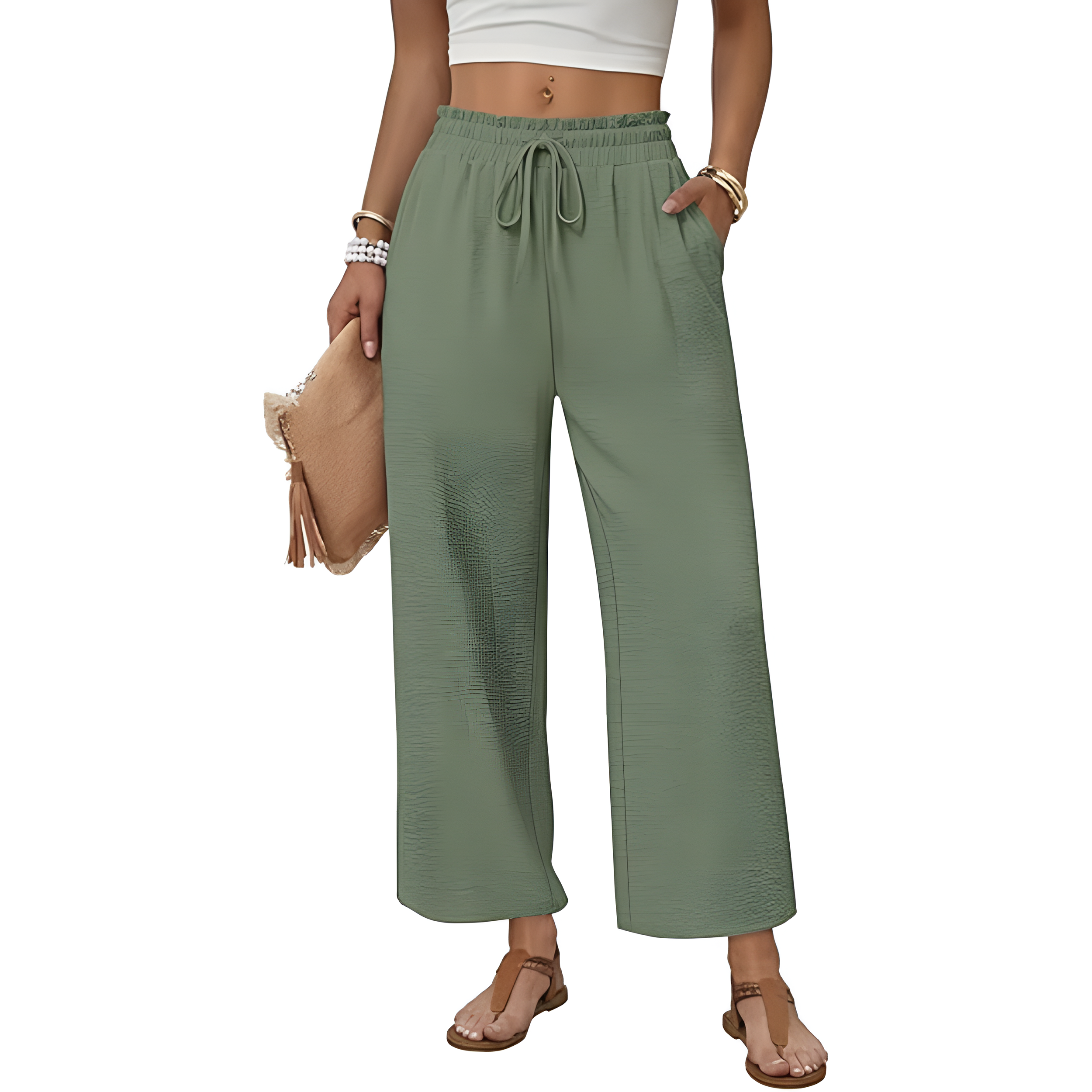 Lounge Pants With Drawstring And Flowy Palazzo Style For Women
