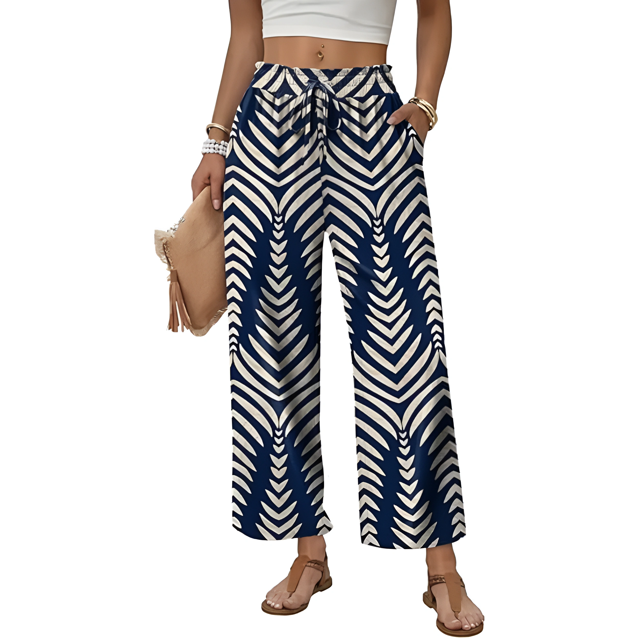 Lounge Pants With Drawstring And Flowy Palazzo Style For WomenLounge Pants With Drawstring And Flowy Palazzo Style For Women - Image 7