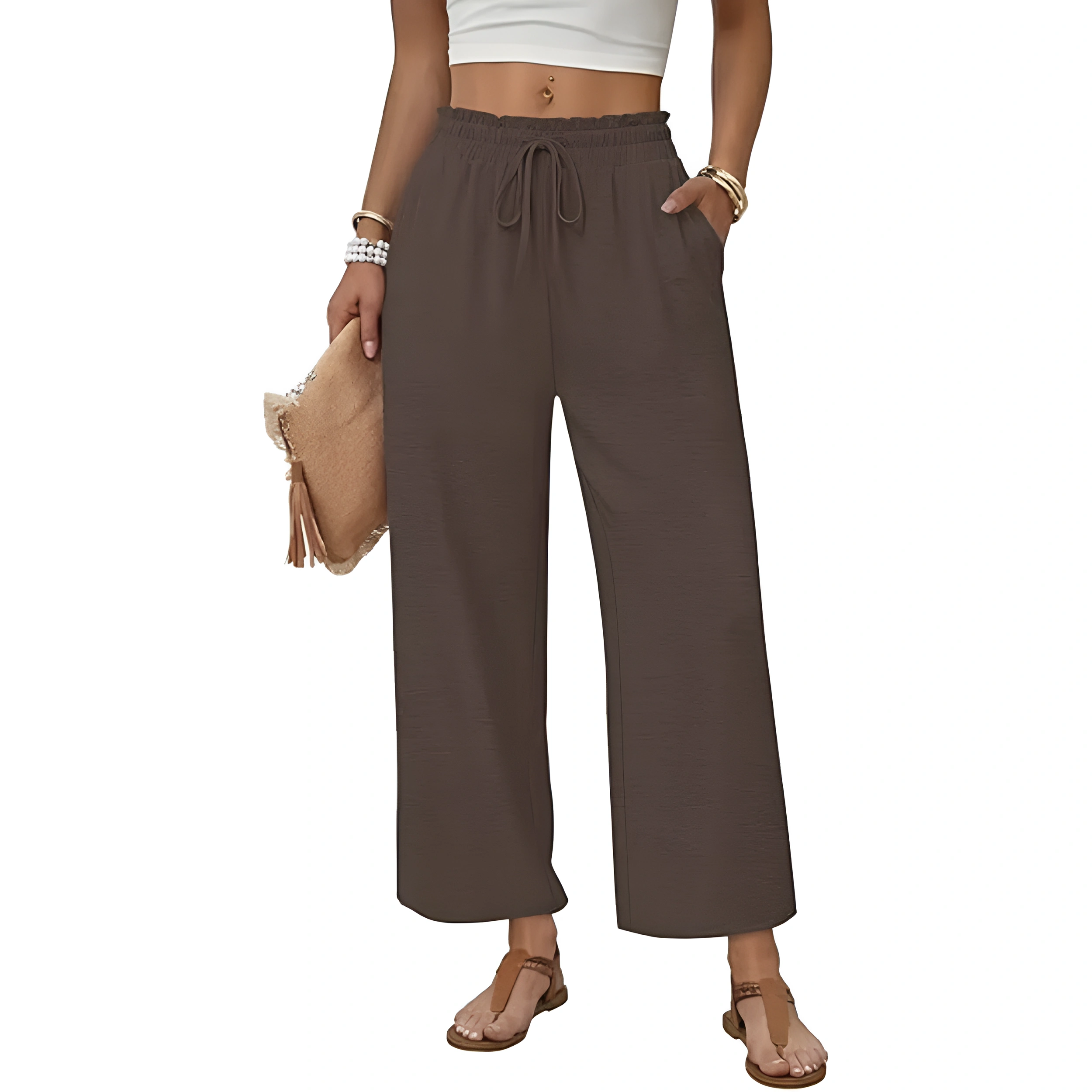 Lounge Pants With Drawstring And Flowy Palazzo Style For Women