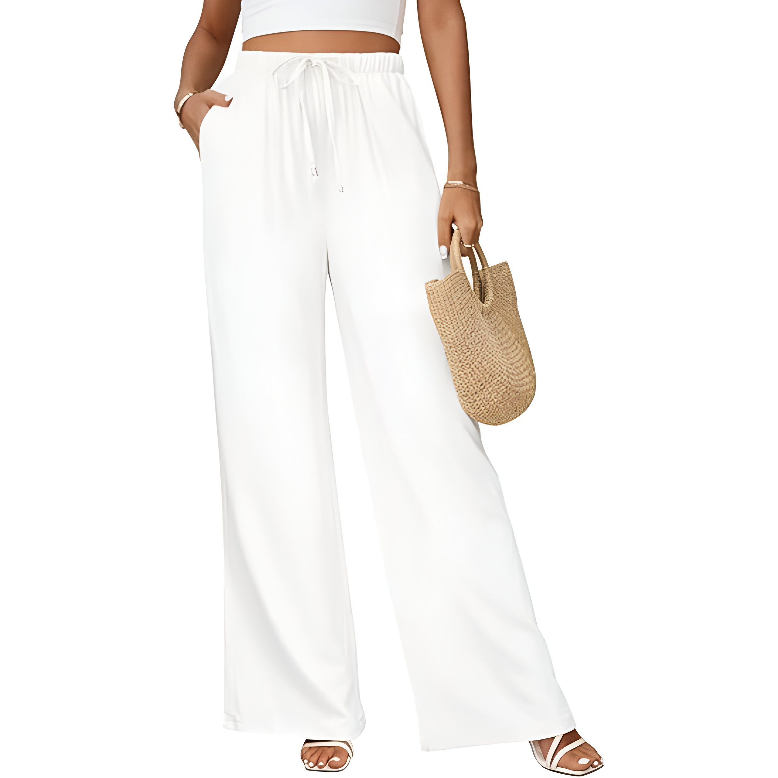 Summer Palazzo Pants With Drawstring And Boho Style For Women