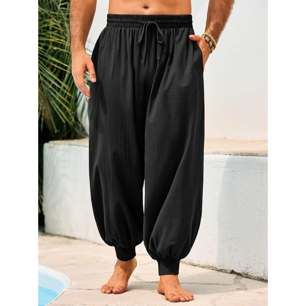 Casual Harem Baggy Pants With Drawstring For Men