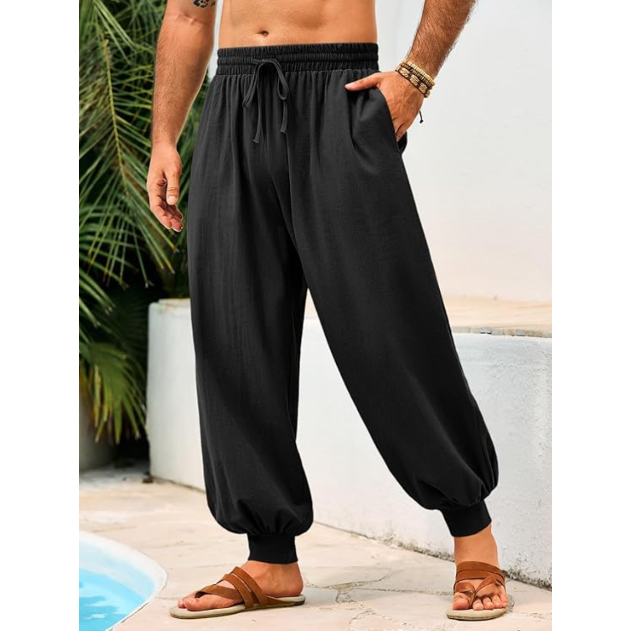 Casual Harem Baggy Pants With Drawstring For Men