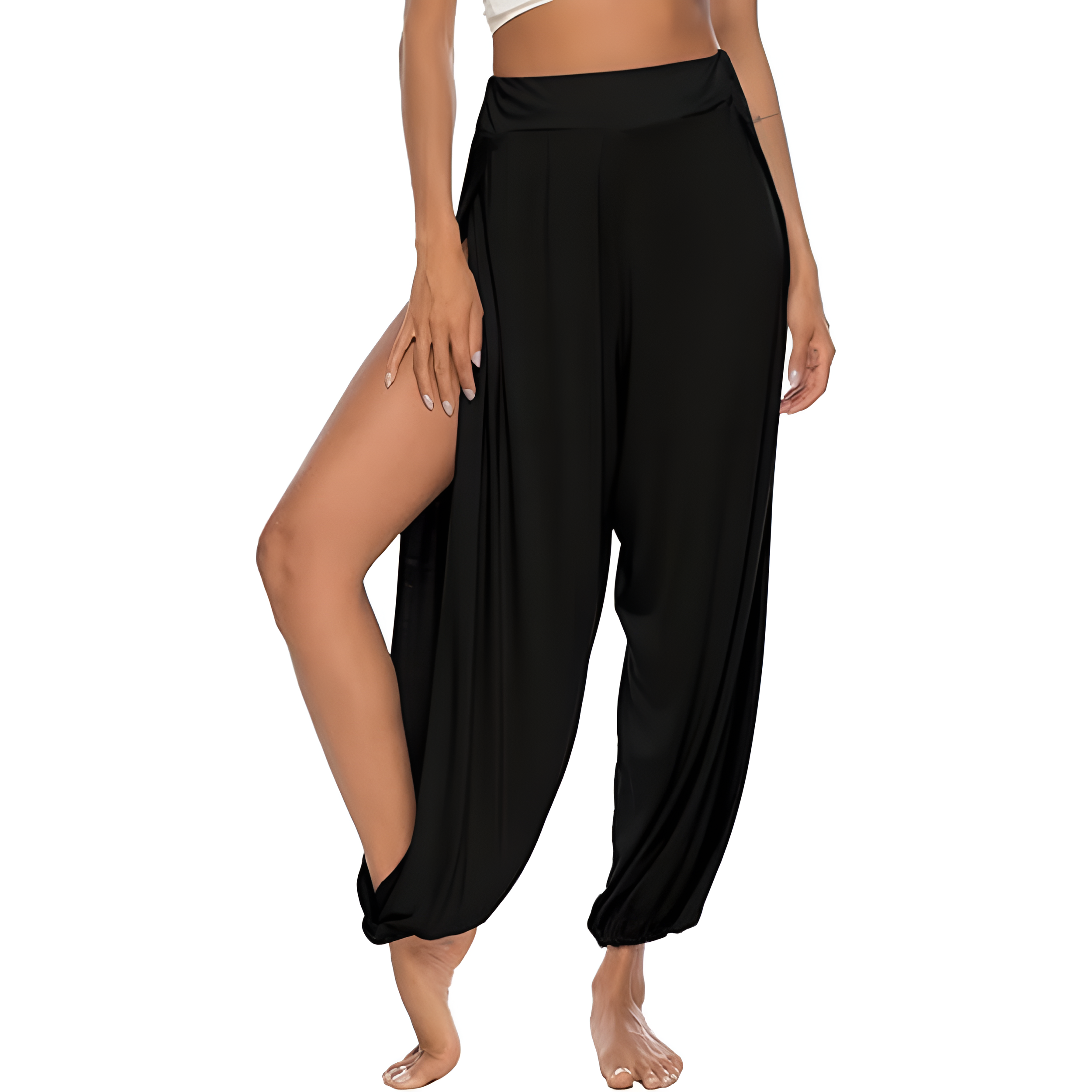 High Slit Harem Pants With Hippie Style And Flowy Fit For Women