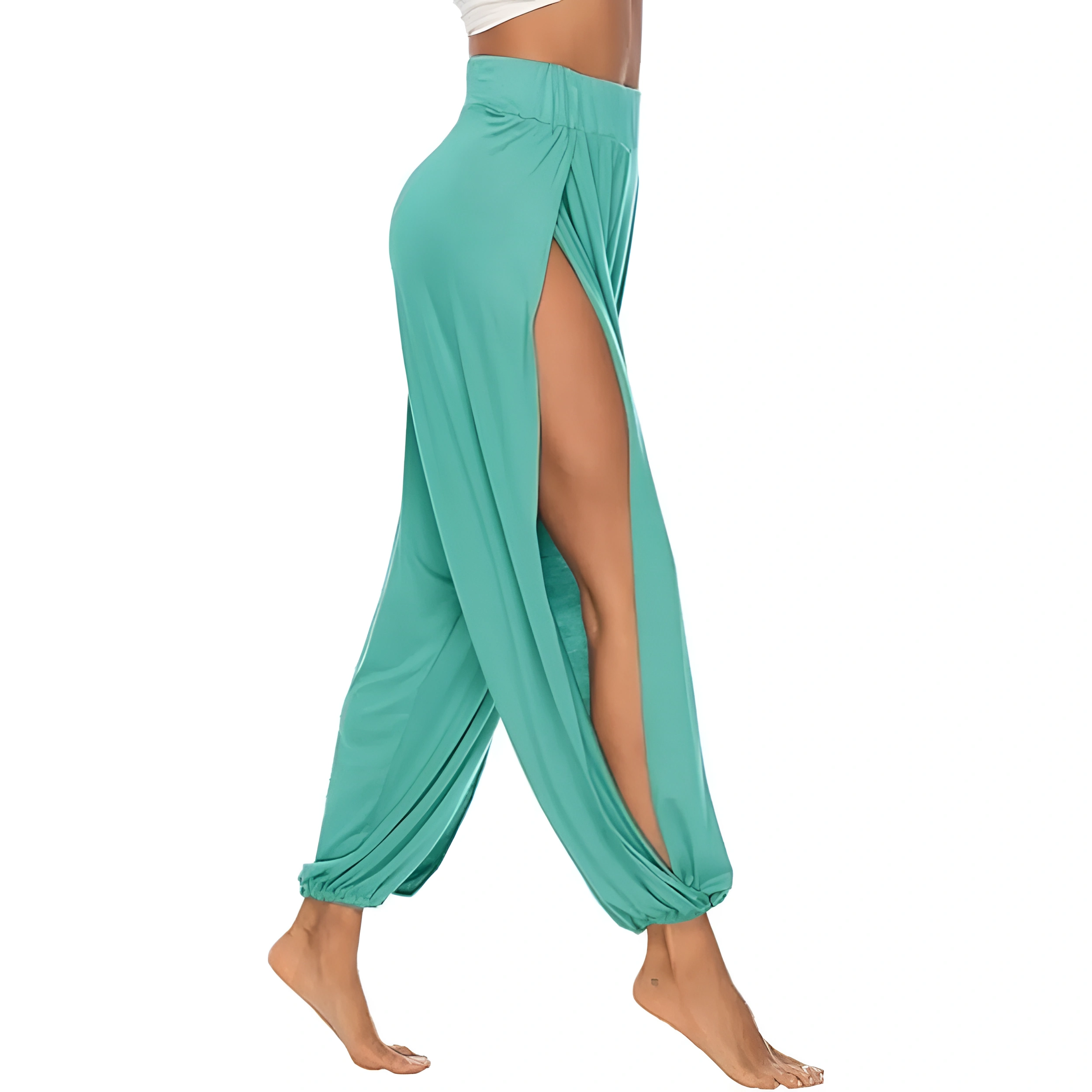High Slit Harem Pants With Hippie Style And Flowy Fit For Women