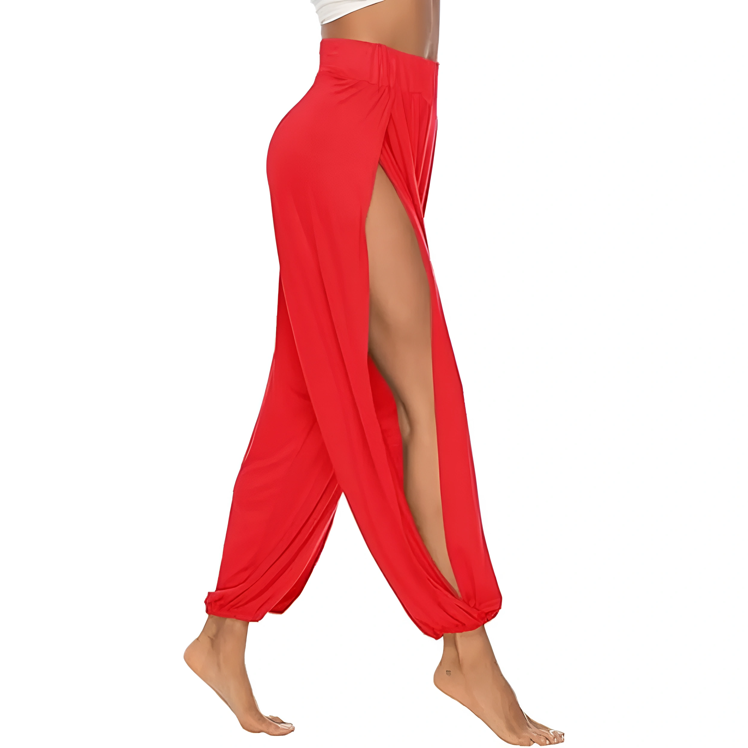 High Slit Harem Pants With Hippie Style And Flowy Fit For Women