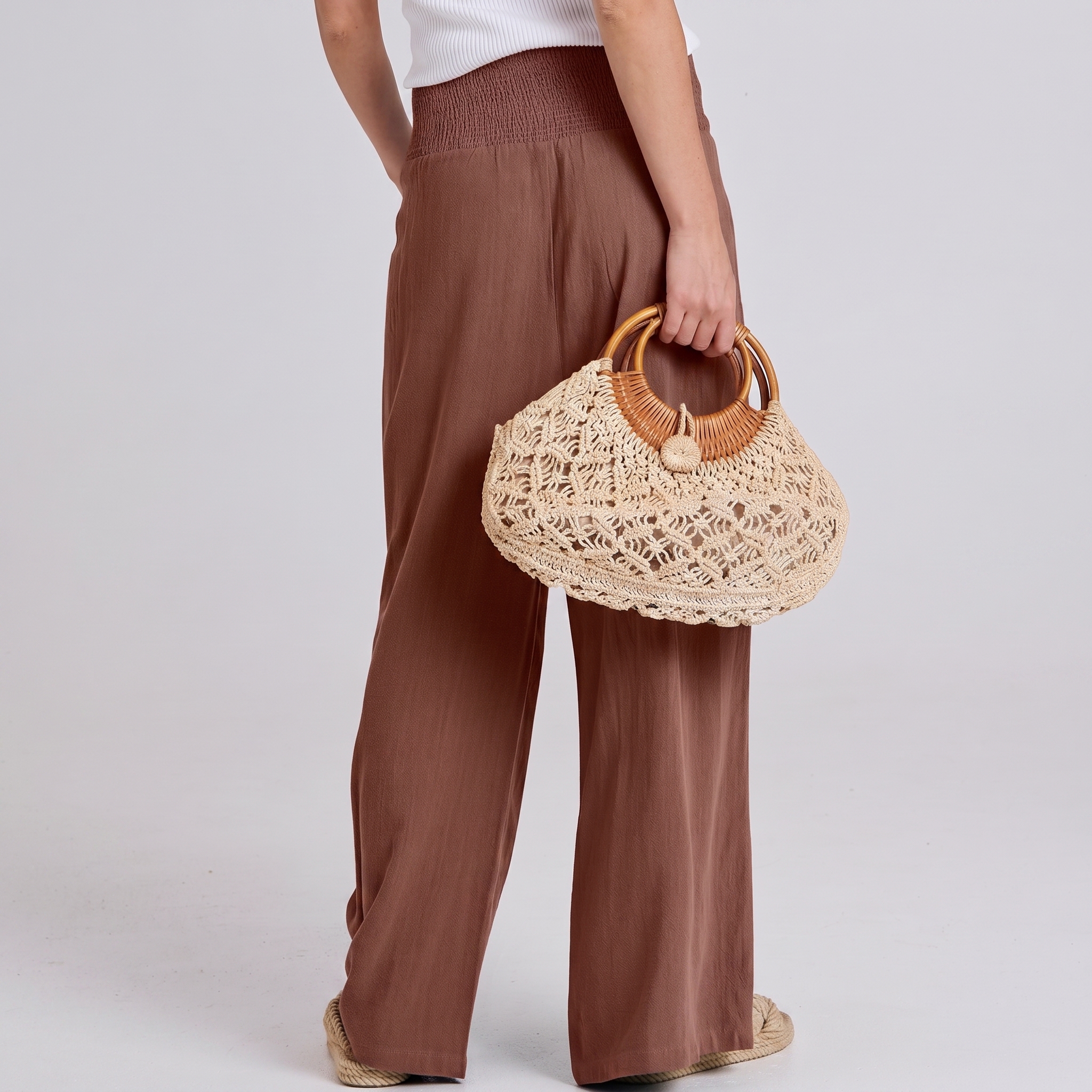 Wide Leg Linen Palazzo Pants for Women Casual Boho