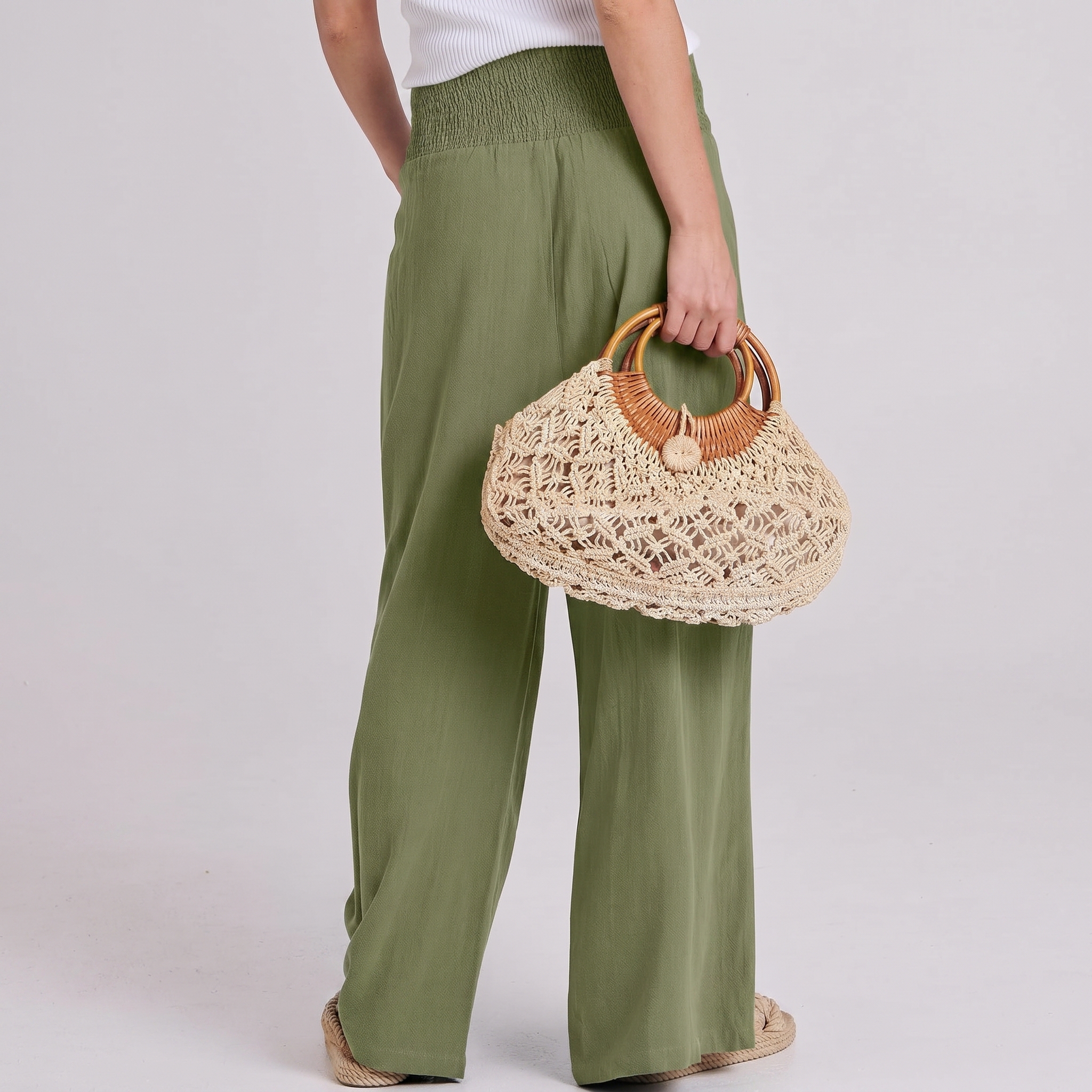 Wide Leg Linen Palazzo Pants for Women Casual Boho
