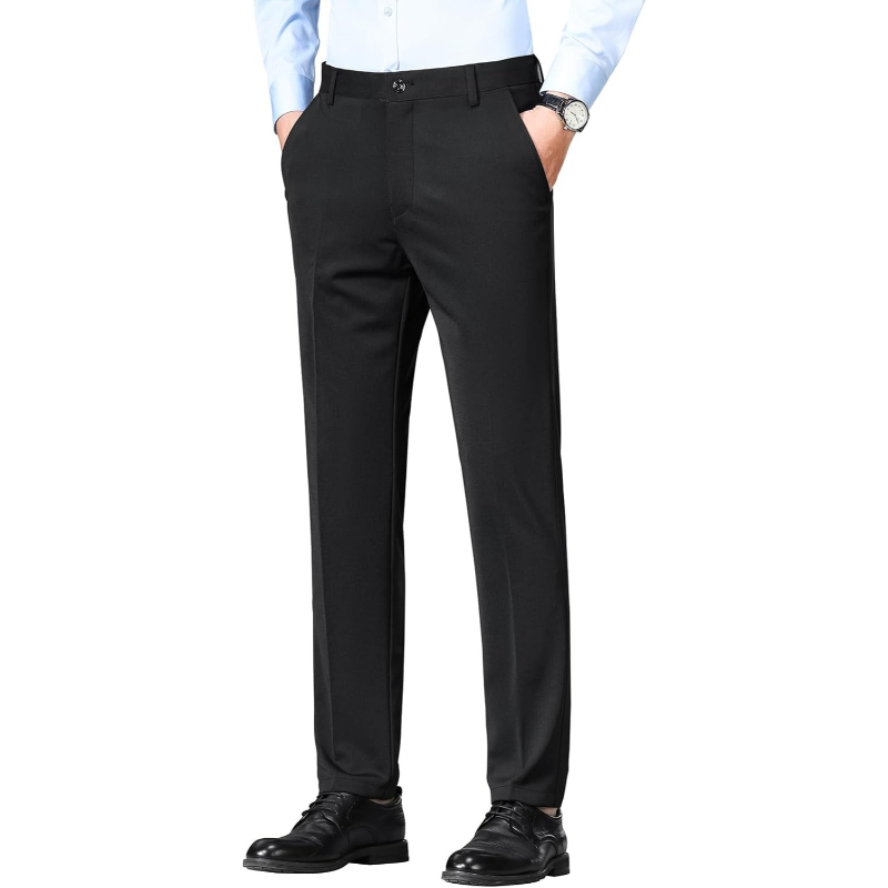Casual Business Flat Front Wrinkle Free Comfort Stretch Pants