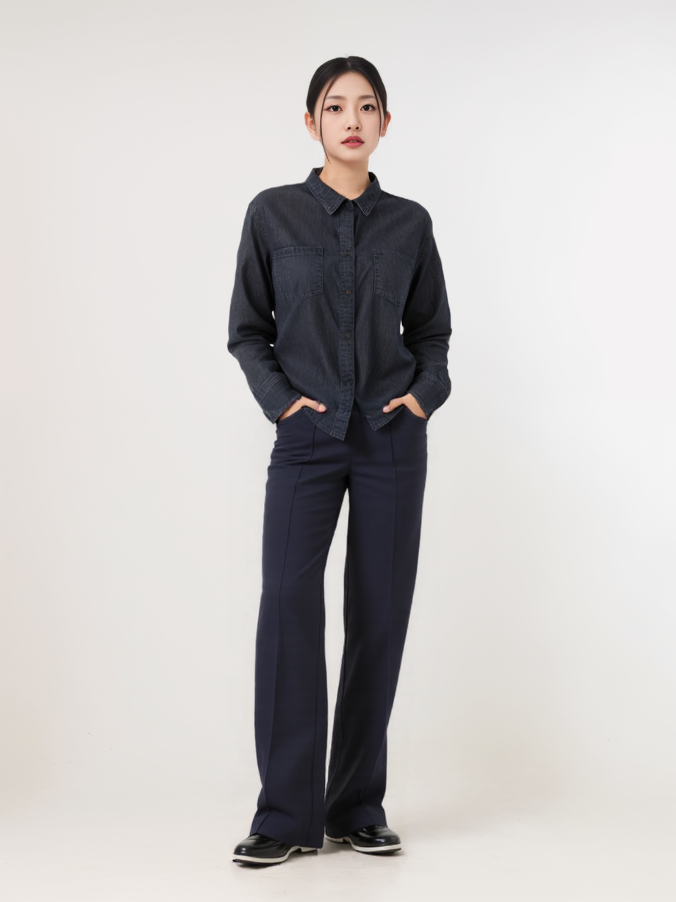 Casual Mid Rise Wide Length Pant