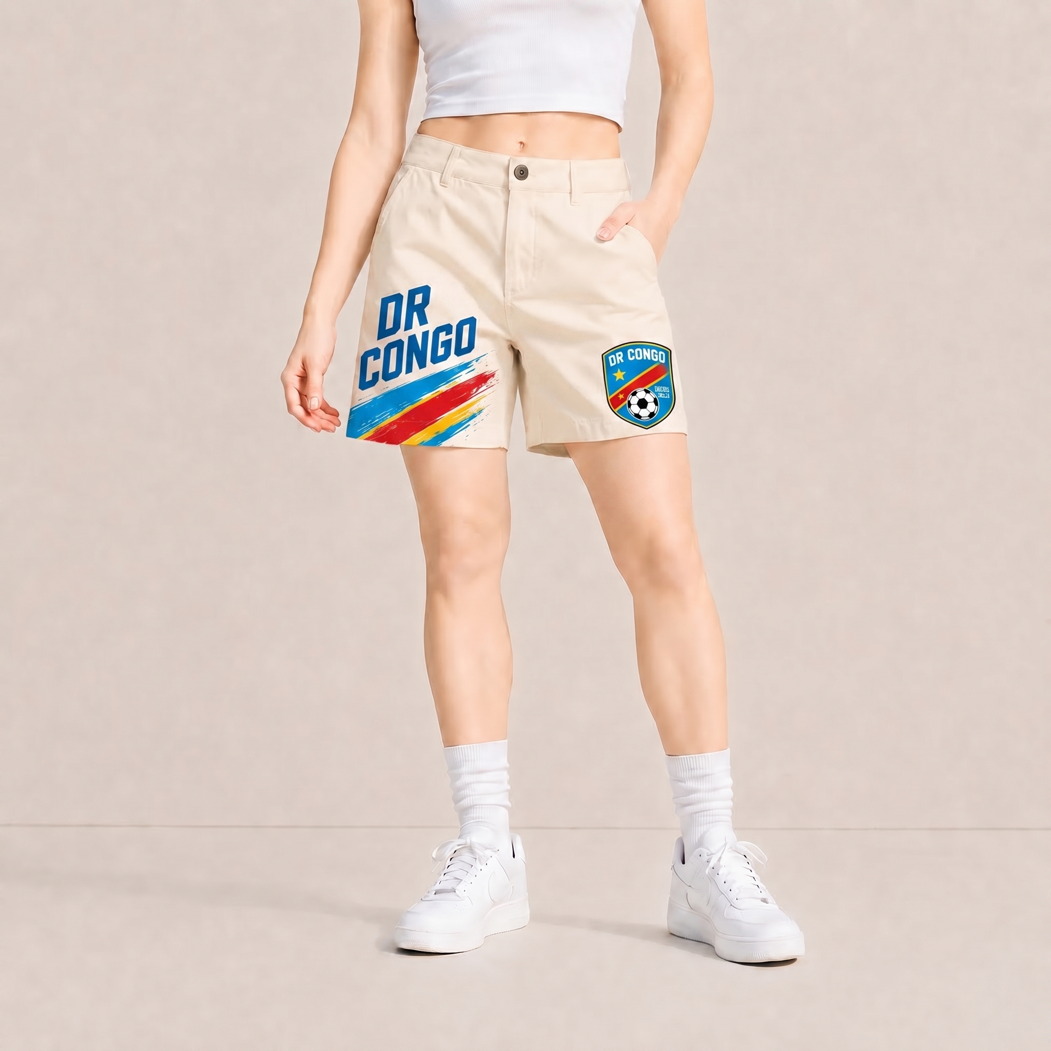 World Cup 2026 Democratic Republic Of The Congo Football Fan Printed Twill Shorts