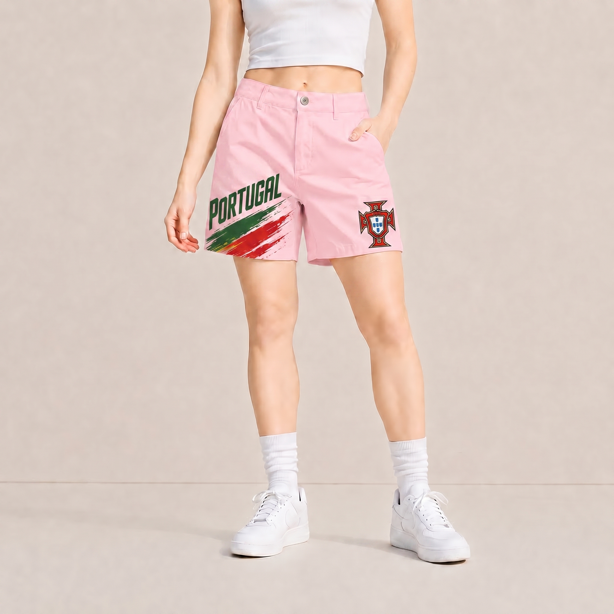 World Cup 2026 Portugal Football Fan Printed Twill Shorts