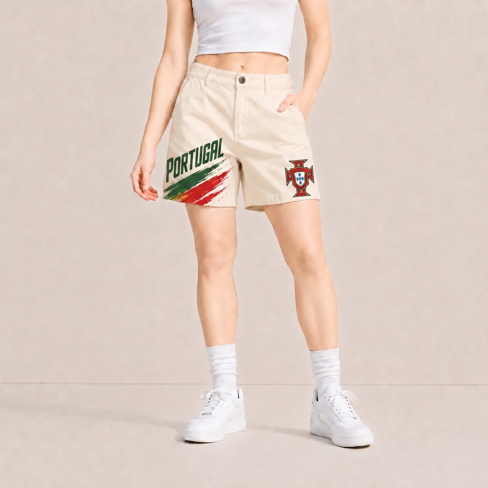 World Cup 2026 Portugal Football Fan Printed Twill Shorts