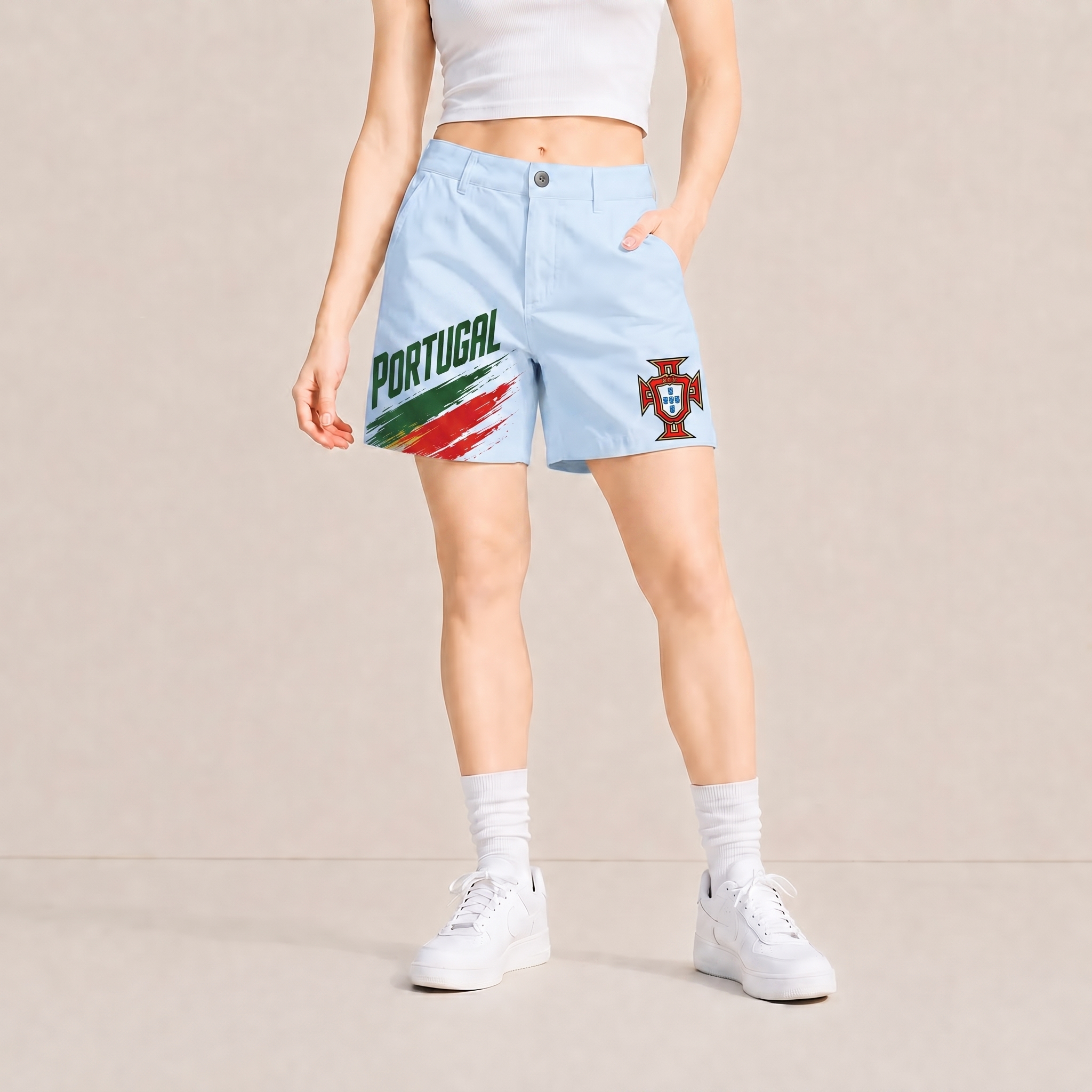 World Cup 2026 Portugal Football Fan Printed Twill Shorts