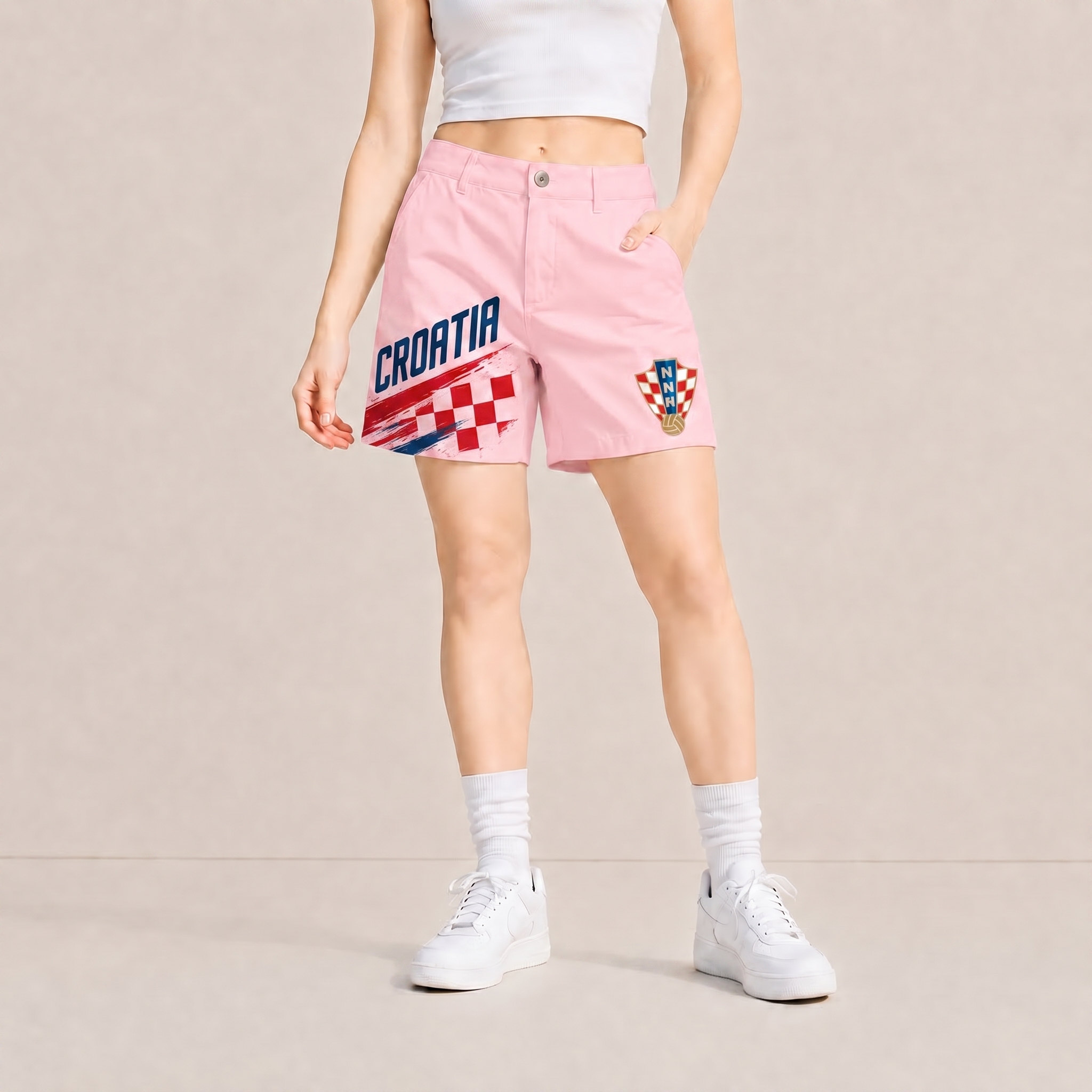 World Cup 2026 Croatia Football Fan Printed Twill Shorts