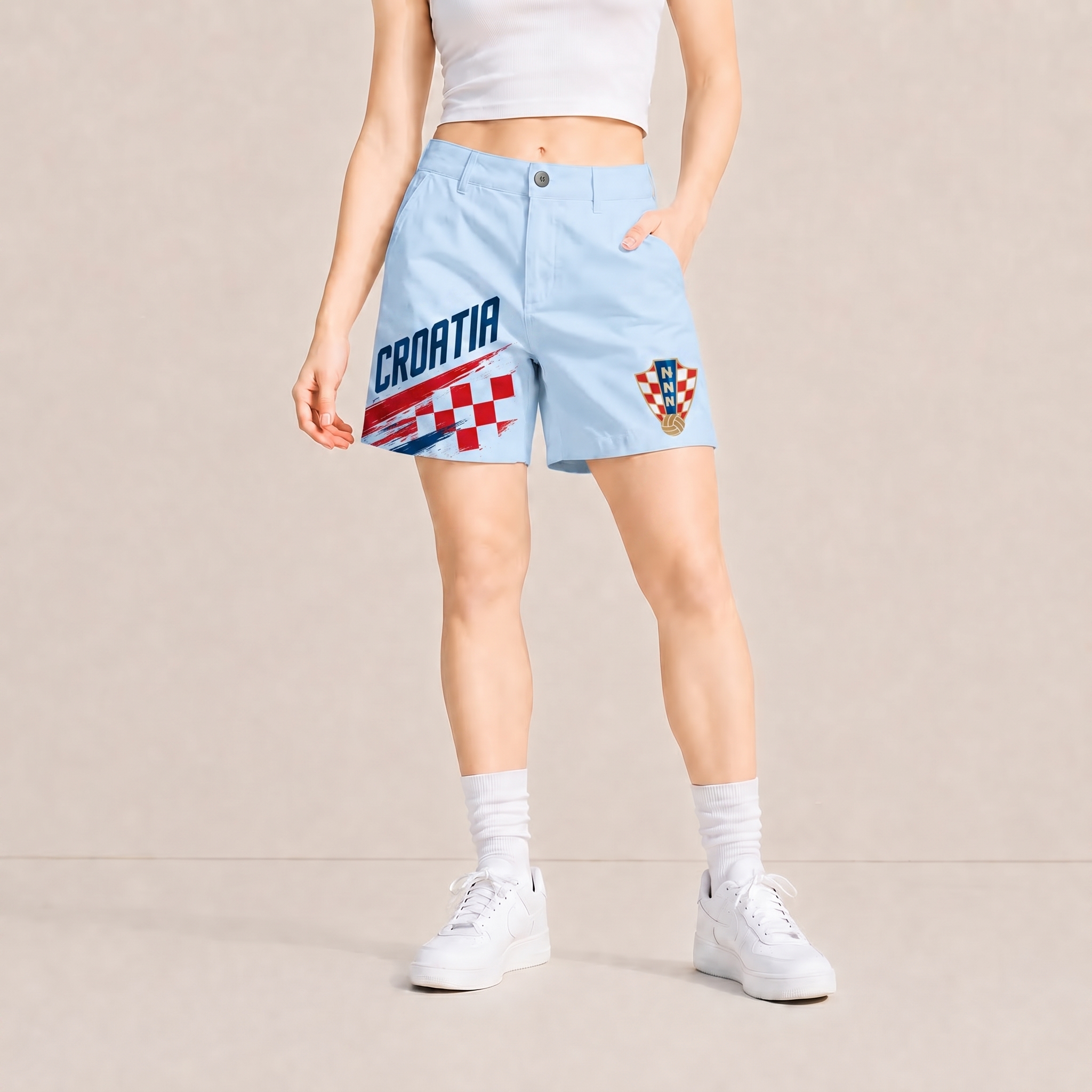 World Cup 2026 Croatia Football Fan Printed Twill Shorts