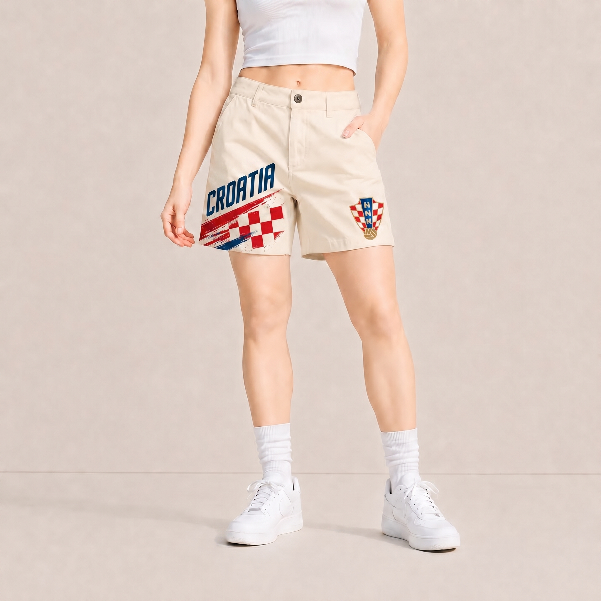 World Cup 2026 Croatia Football Fan Printed Twill Shorts