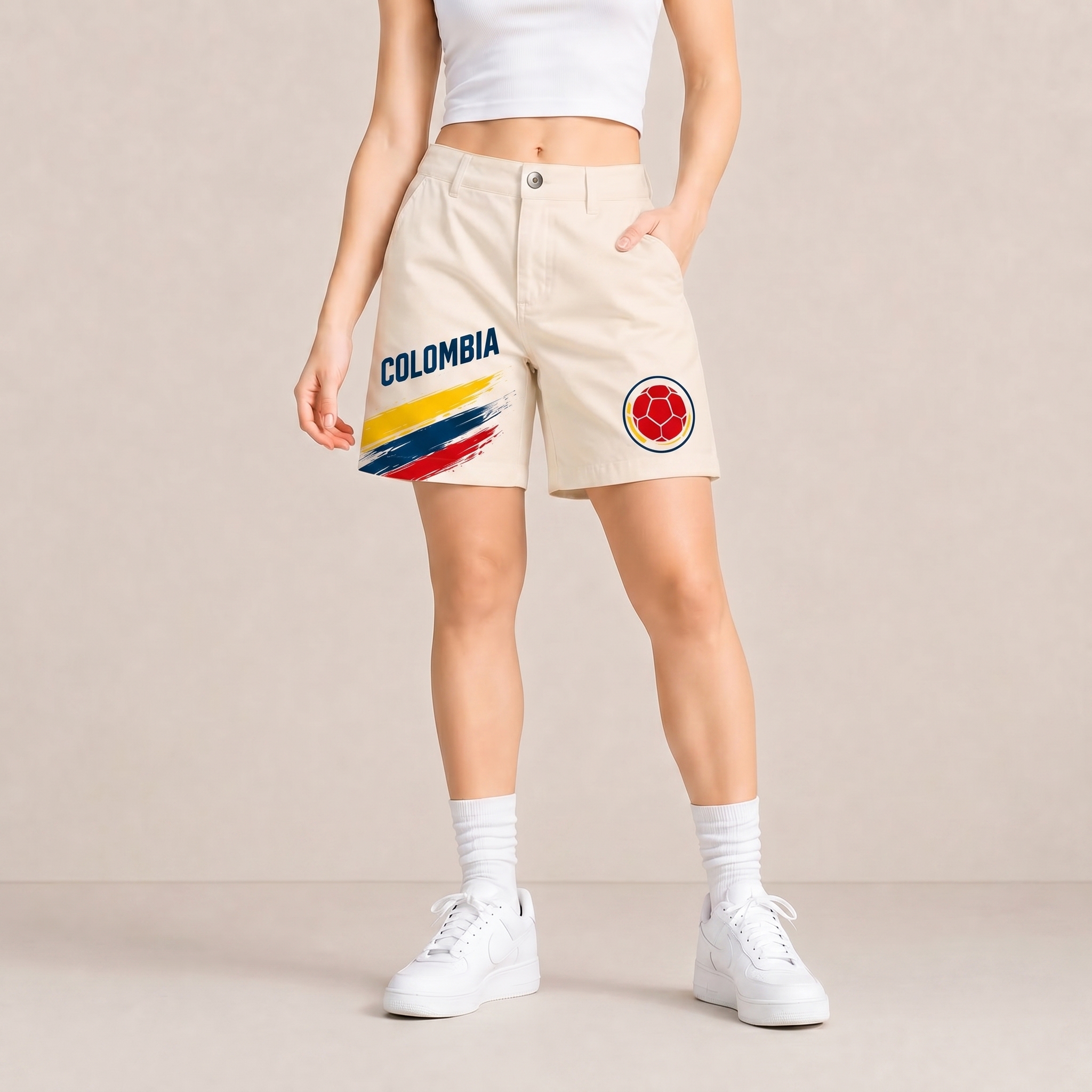 World Cup 2026 Colombia Football Fan Printed Twill Shorts
