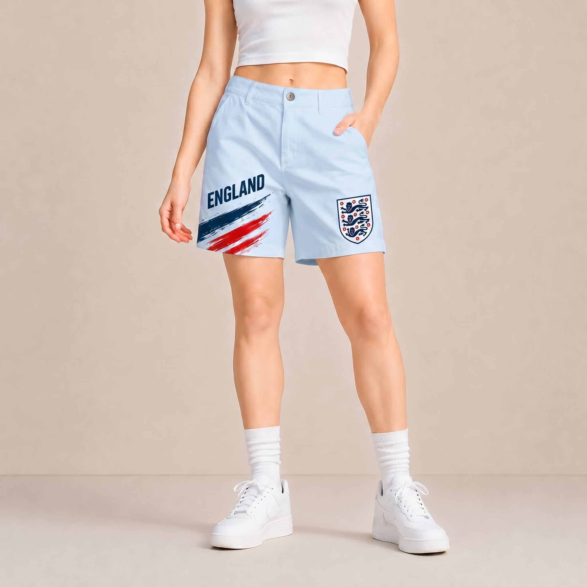 World Cup 2026 England Football Fan Printed Twill Shorts