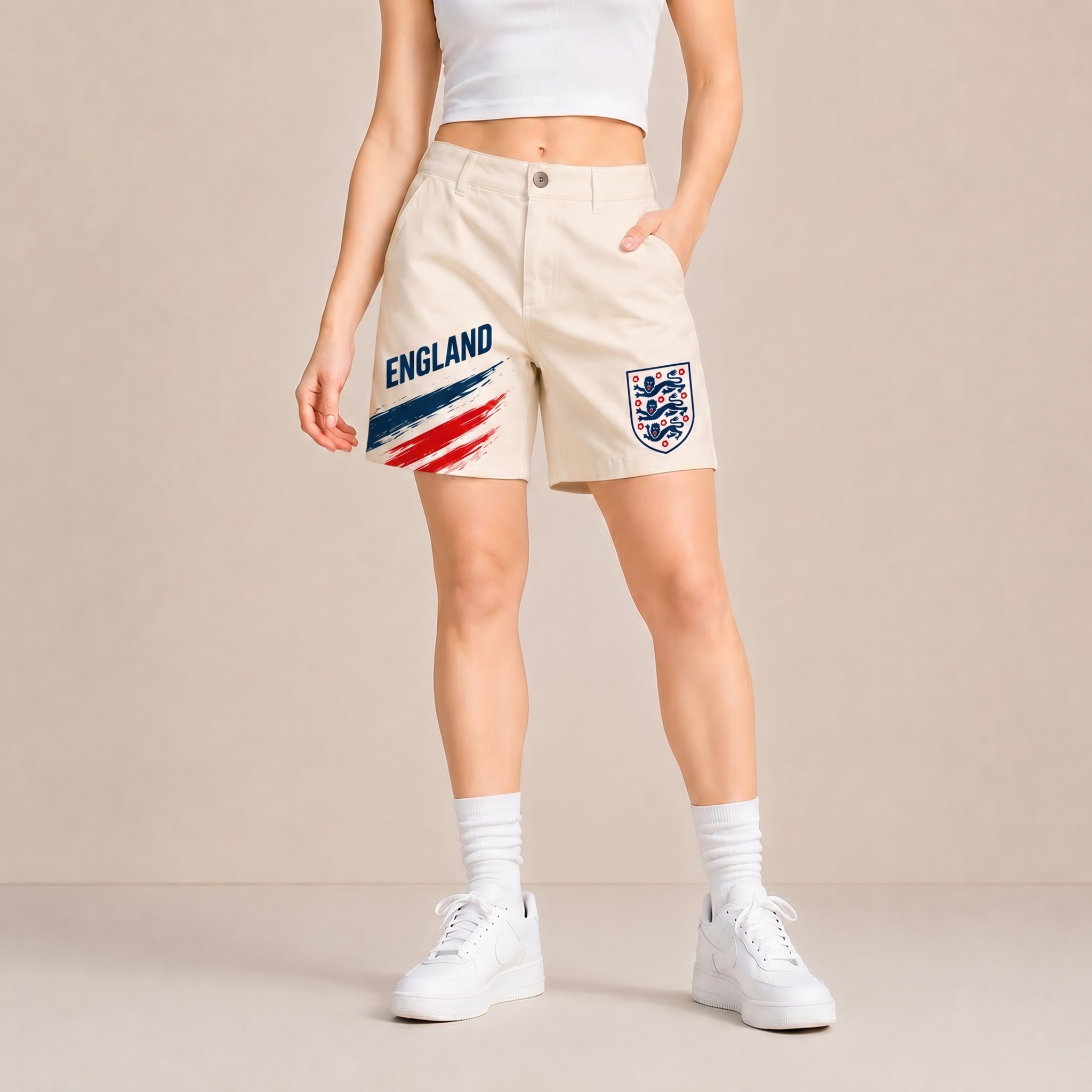 World Cup 2026 England Football Fan Printed Twill Shorts