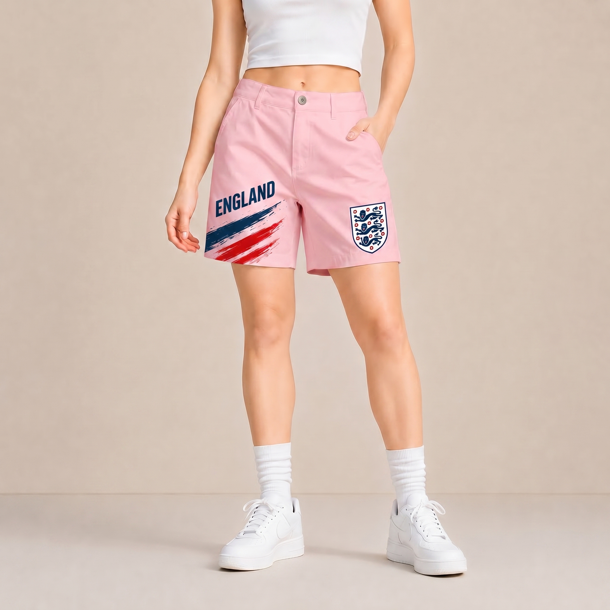 World Cup 2026 England Football Fan Printed Twill Shorts