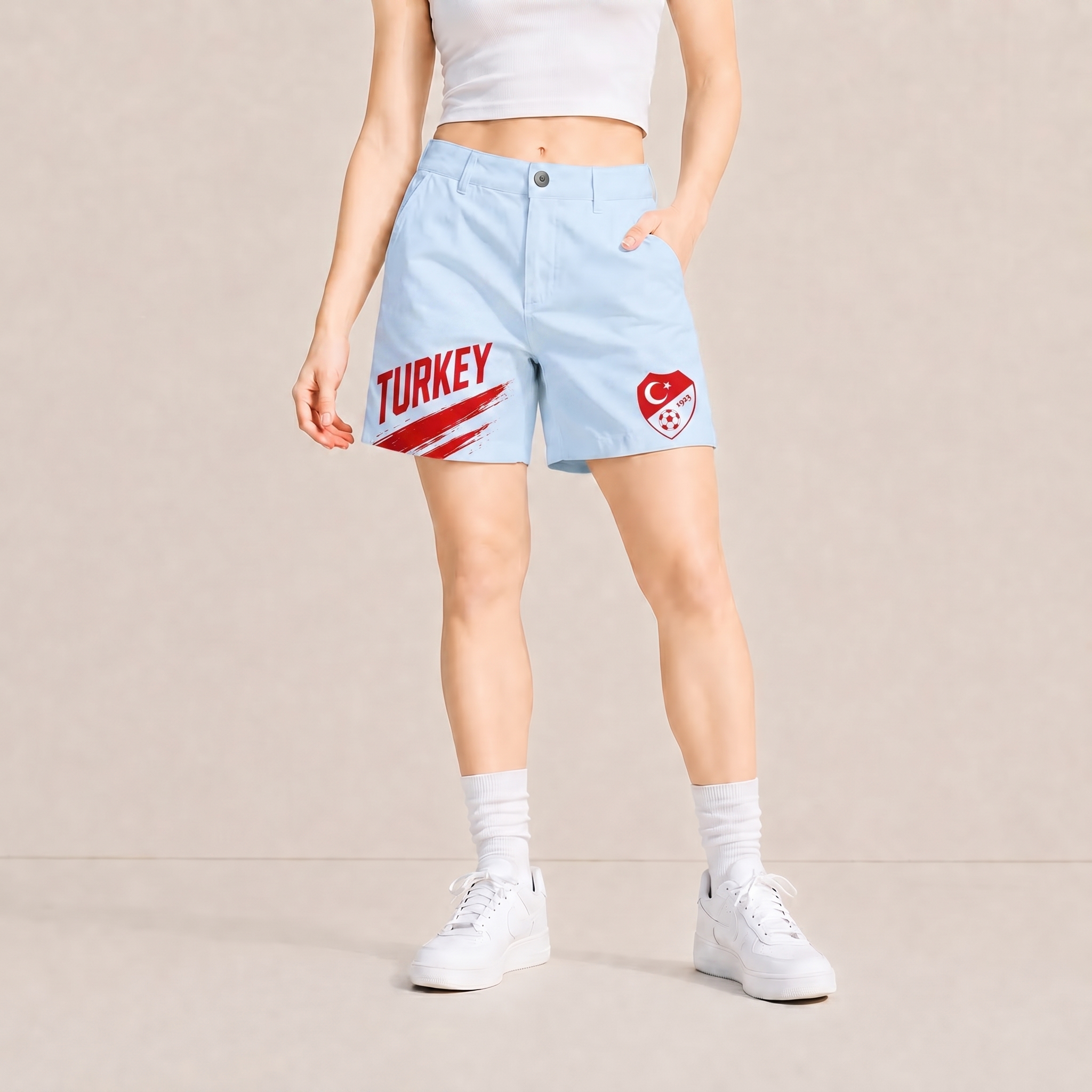 World Cup 2026 Turkey Football Fan Printed Twill Shorts