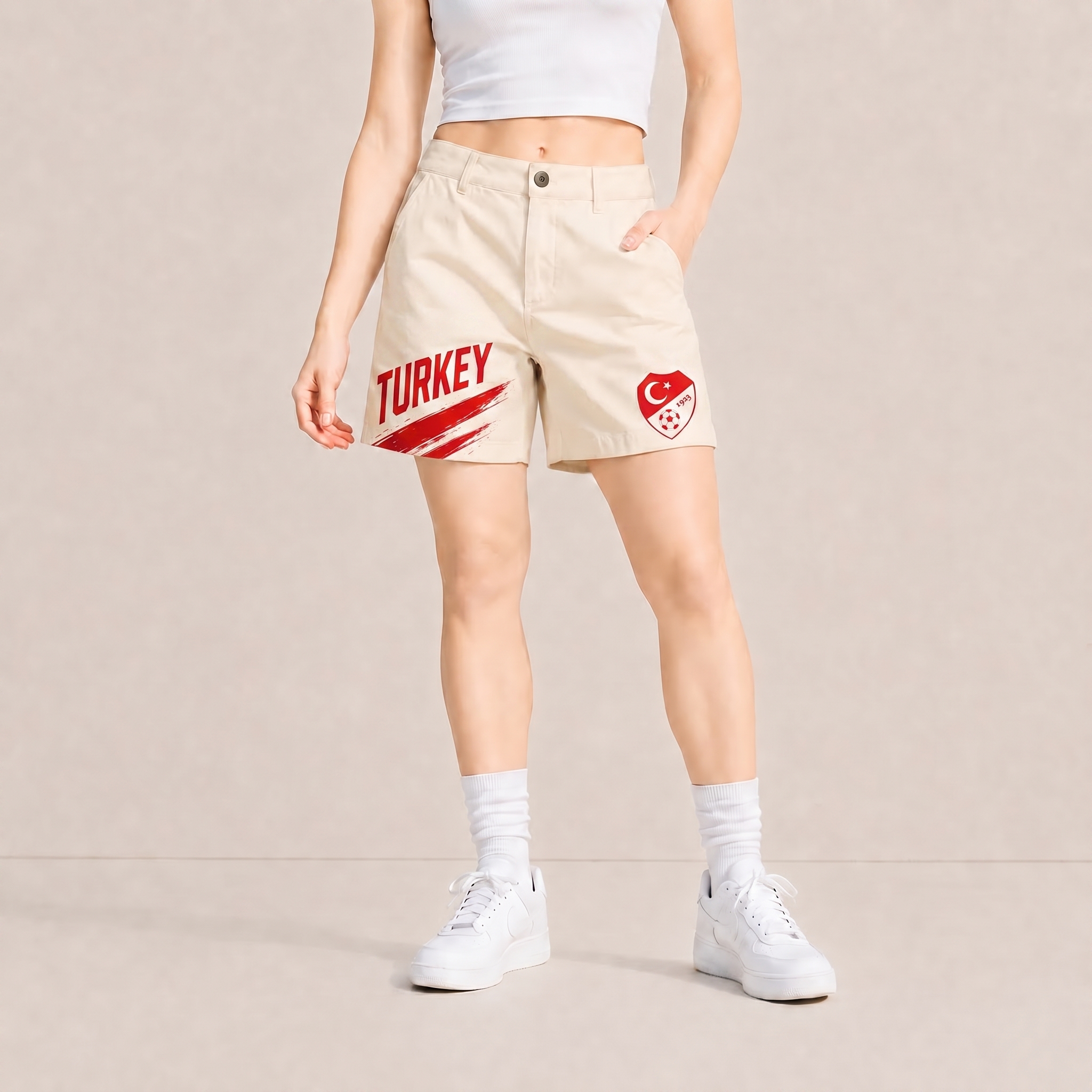 World Cup 2026 Turkey Football Fan Printed Twill Shorts