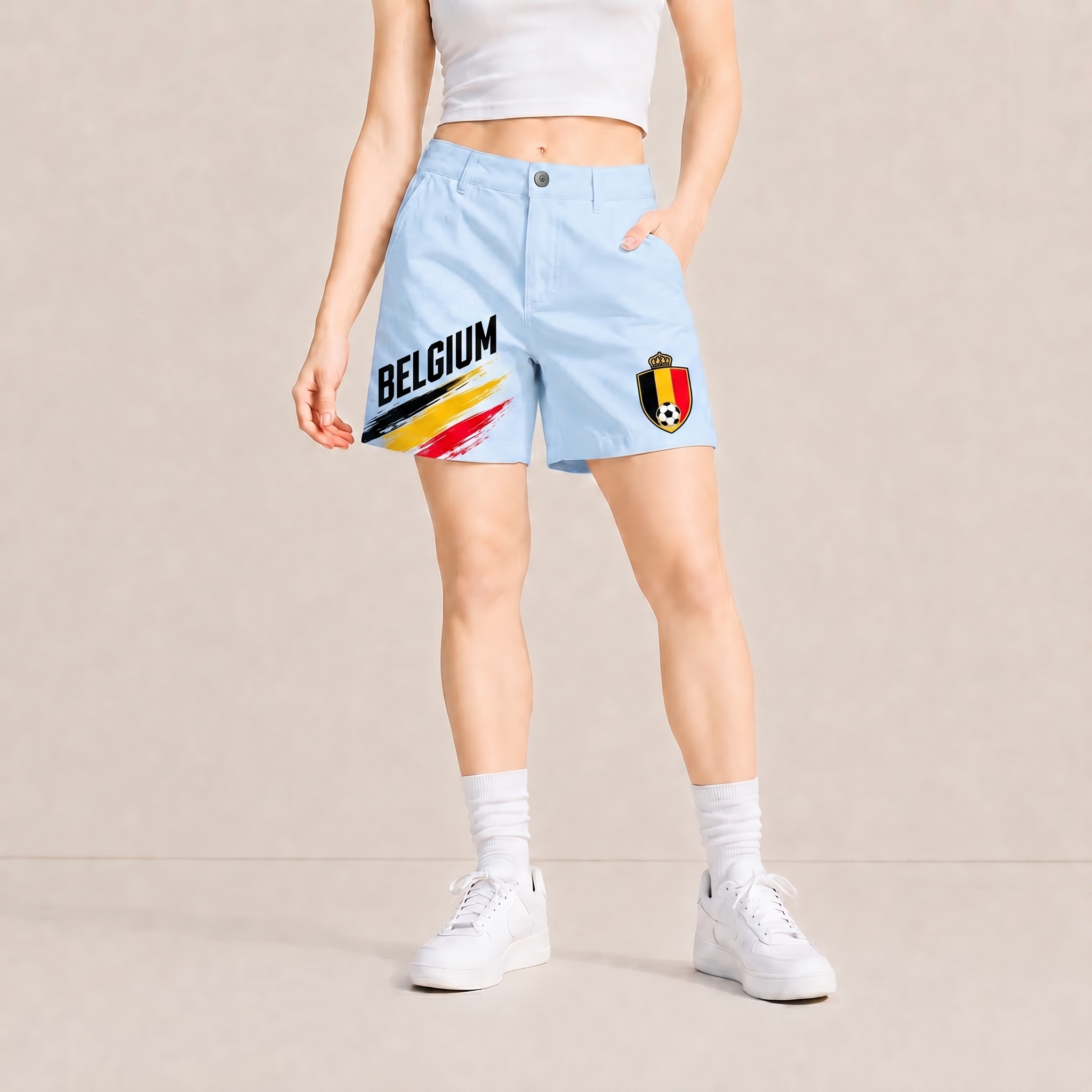 World Cup 2026 Belgium Football Fan Printed Twill Shorts