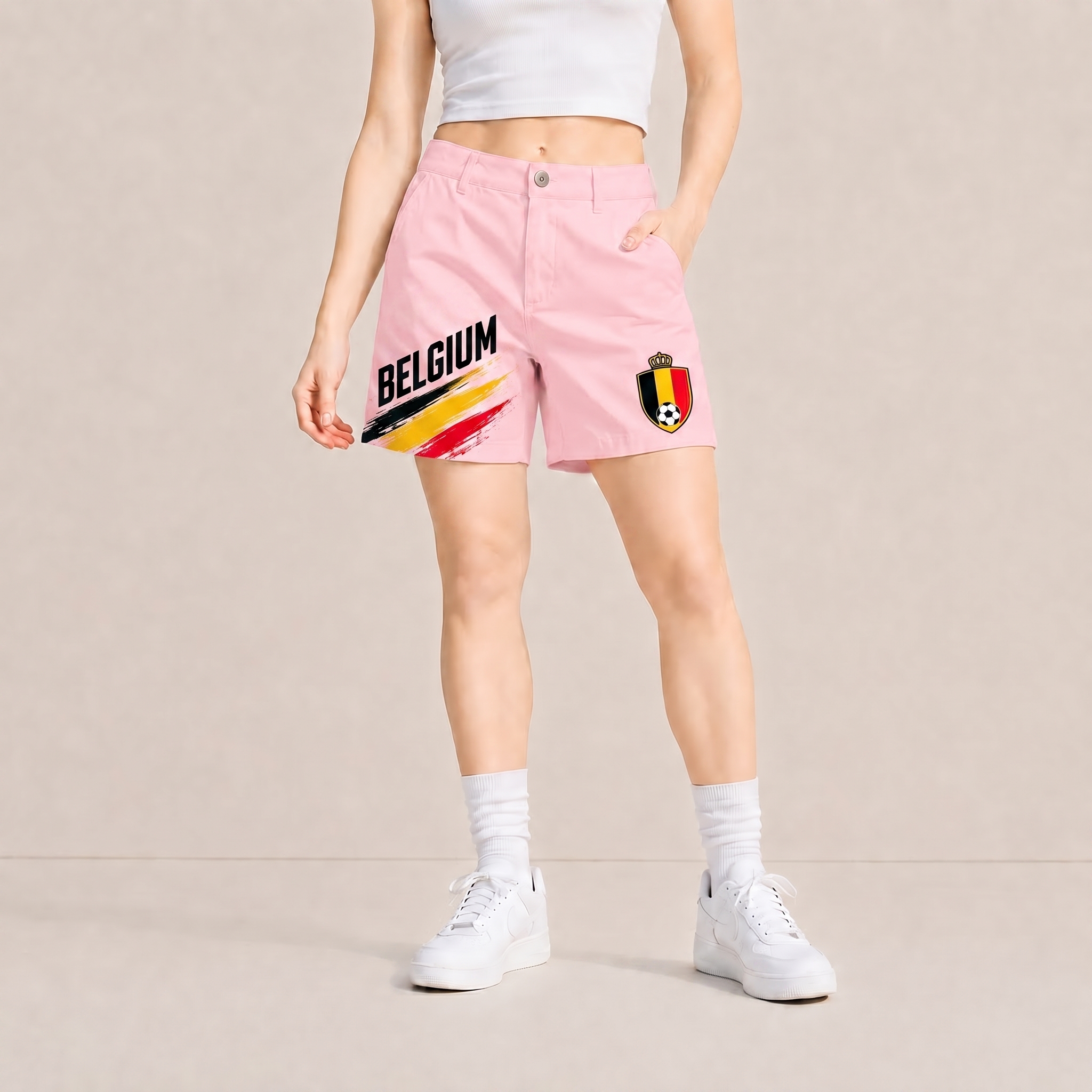 World Cup 2026 Belgium Football Fan Printed Twill Shorts