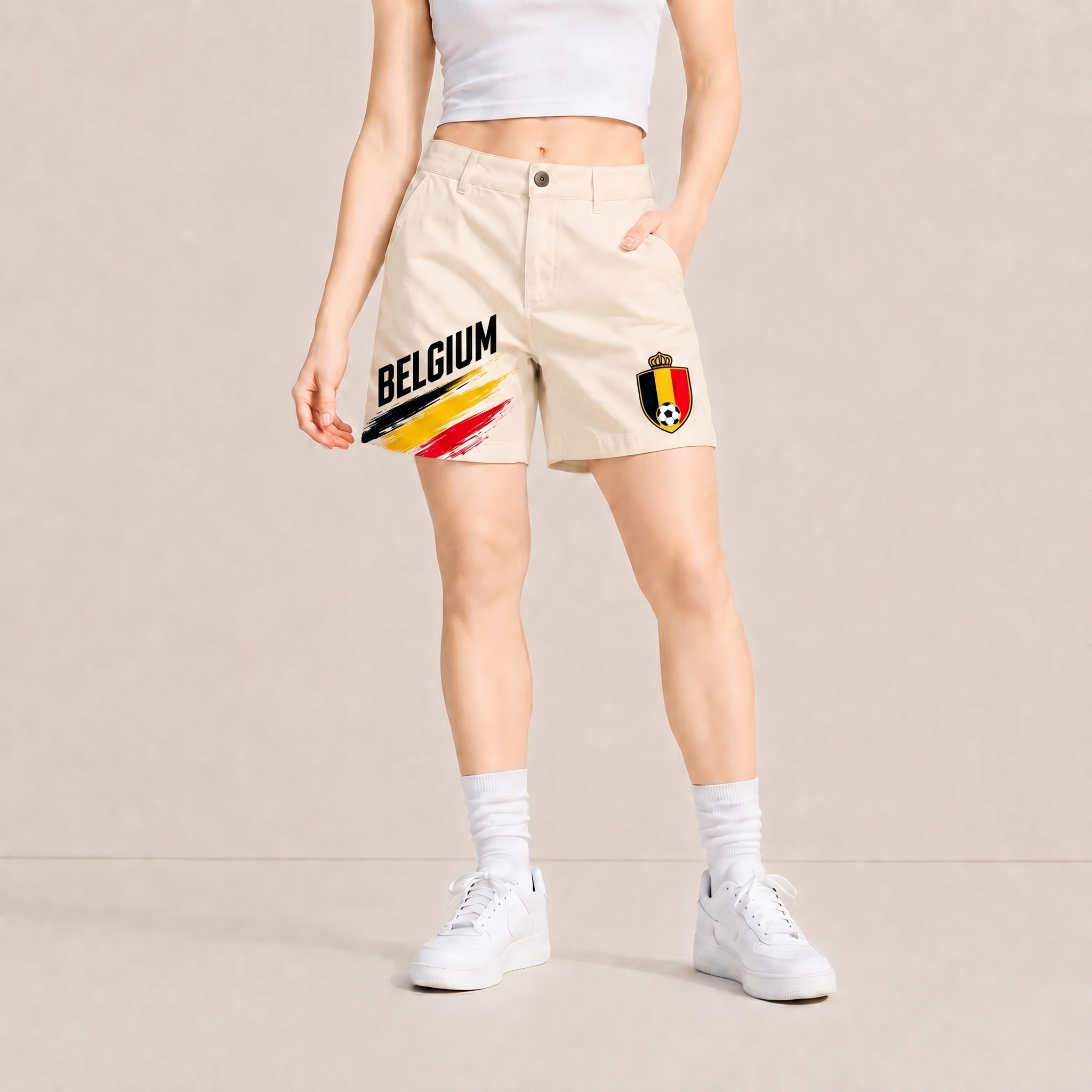 World Cup 2026 Belgium Football Fan Printed Twill Shorts