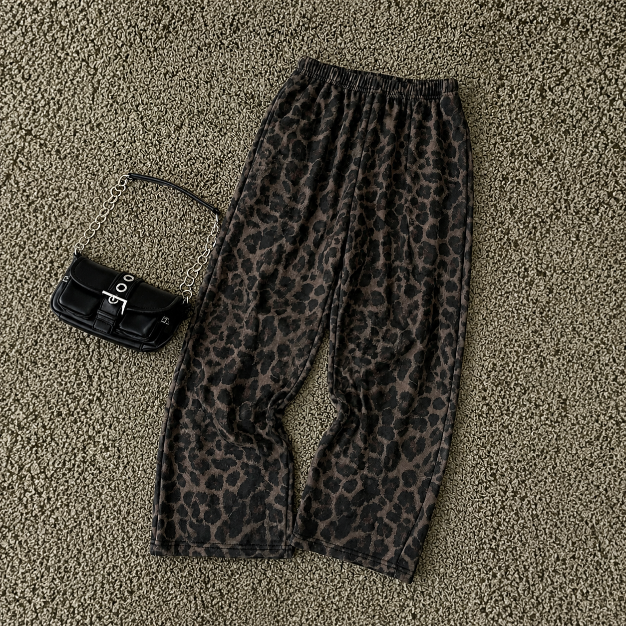Low Rise Leopard Print Vintage Themed Pants