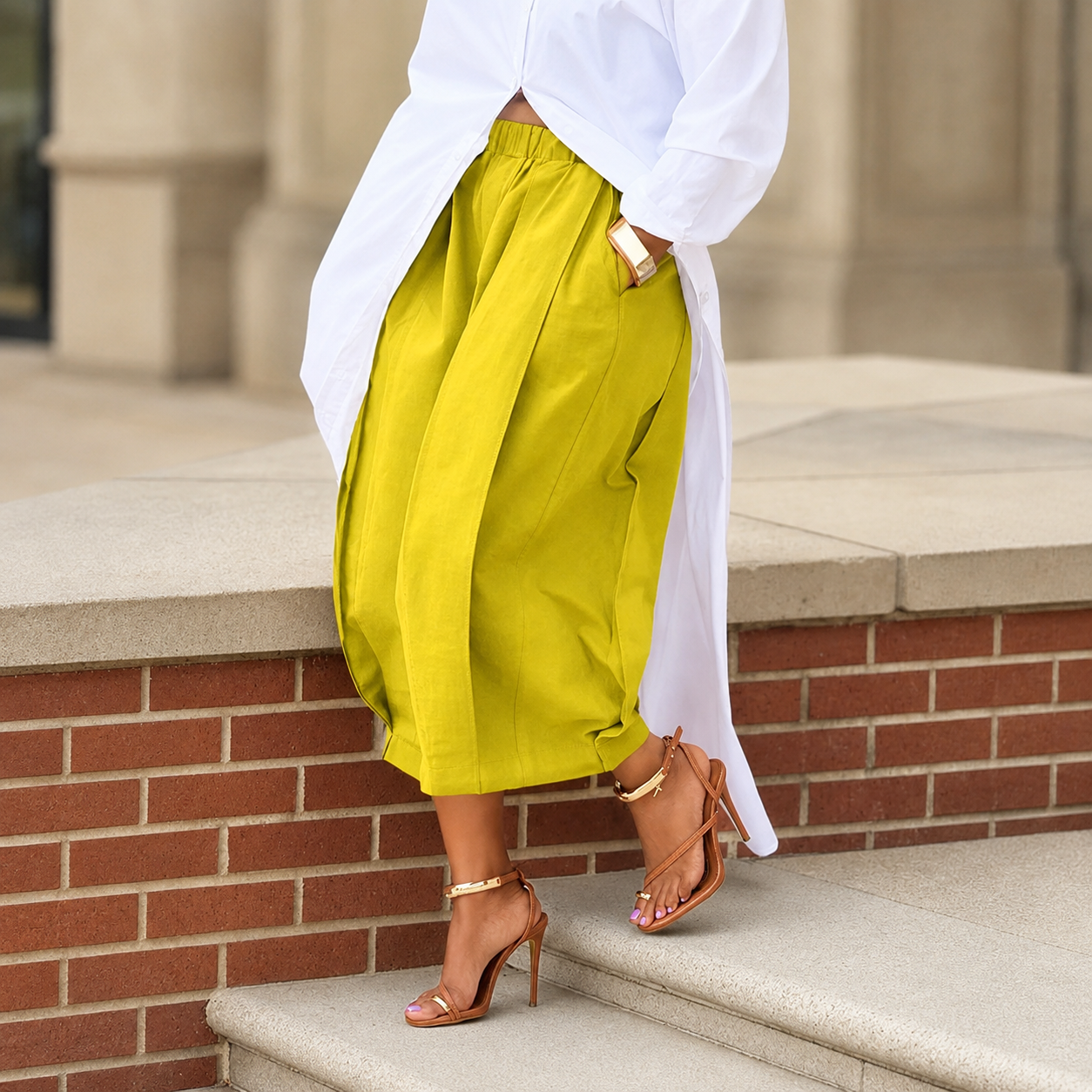 High Rise Pleated Culottes For Casual Streetwear Women