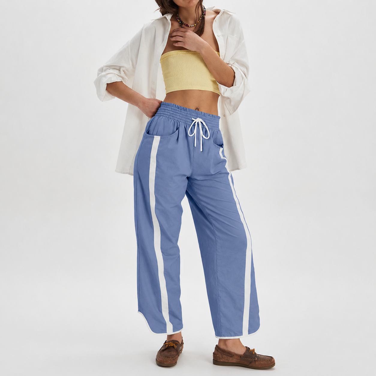 Casual Wide Baggy Pants With Drawstring For Women