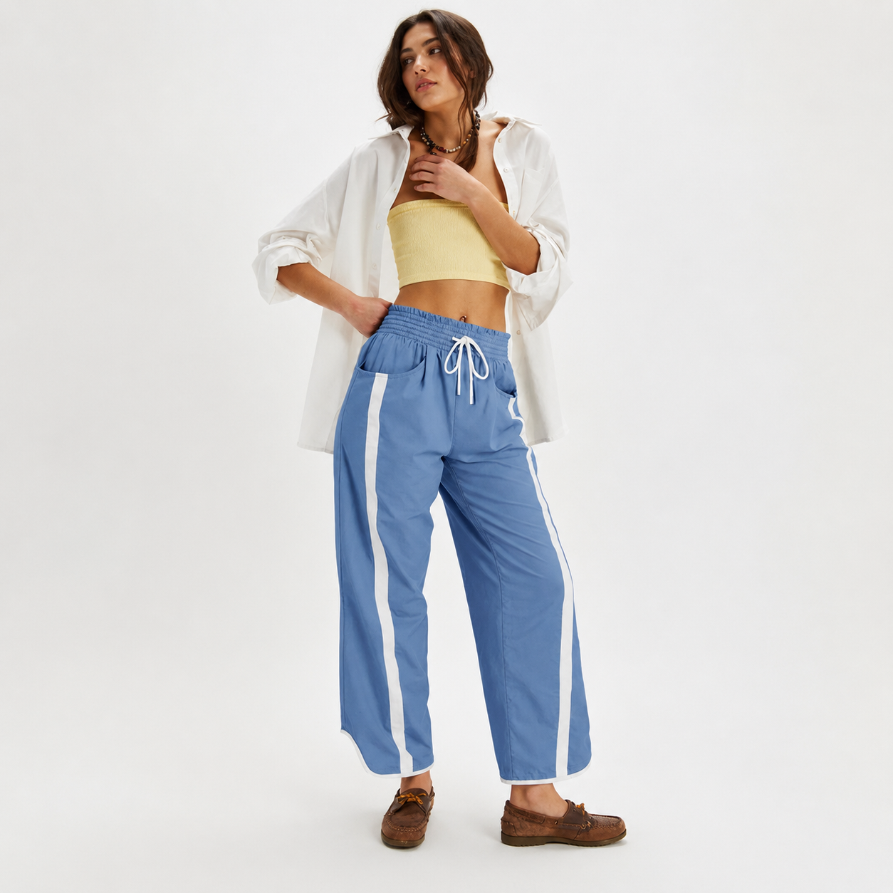 Casual Wide Baggy Pants With Drawstring For Women