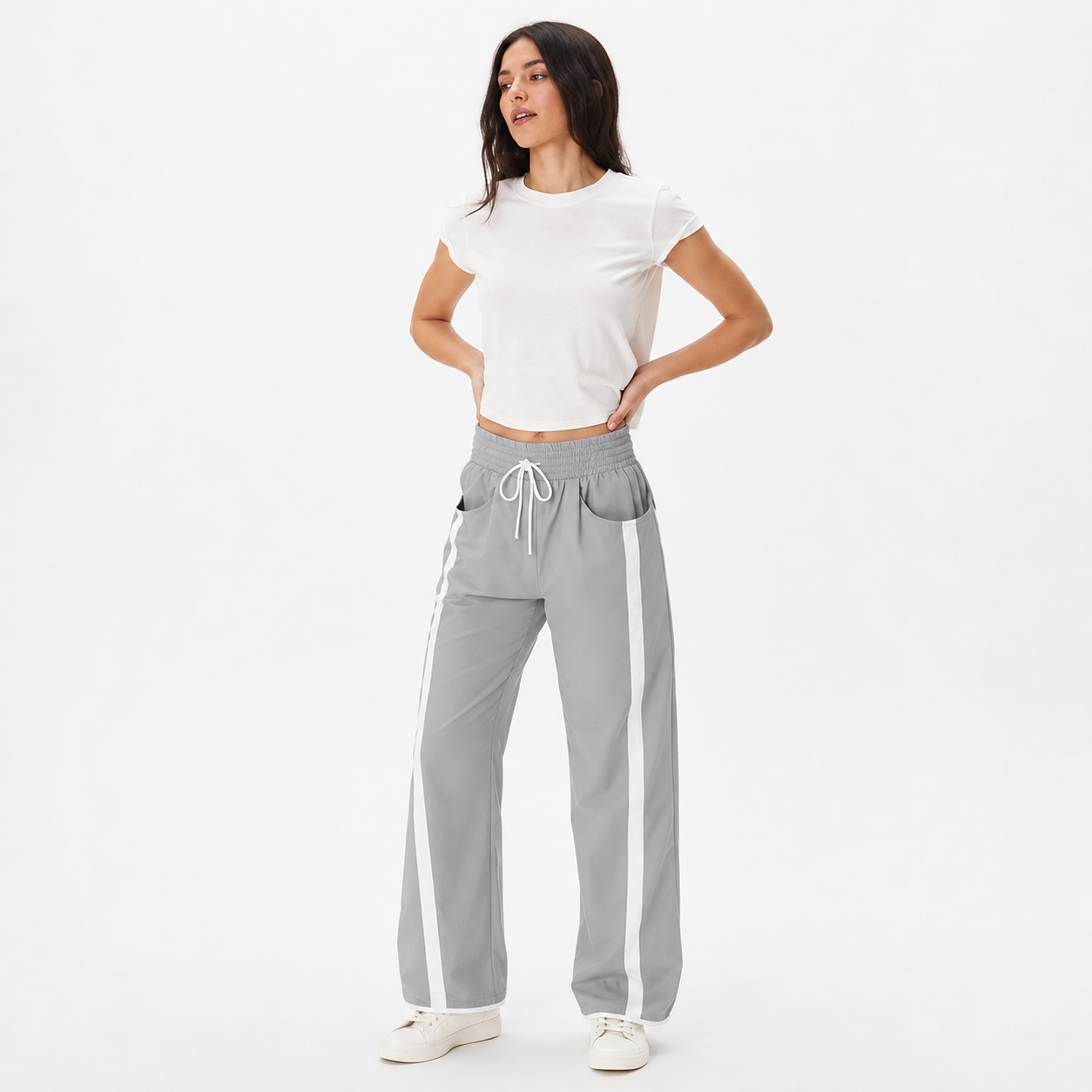Casual Wide Baggy Pants With Drawstring For Women
