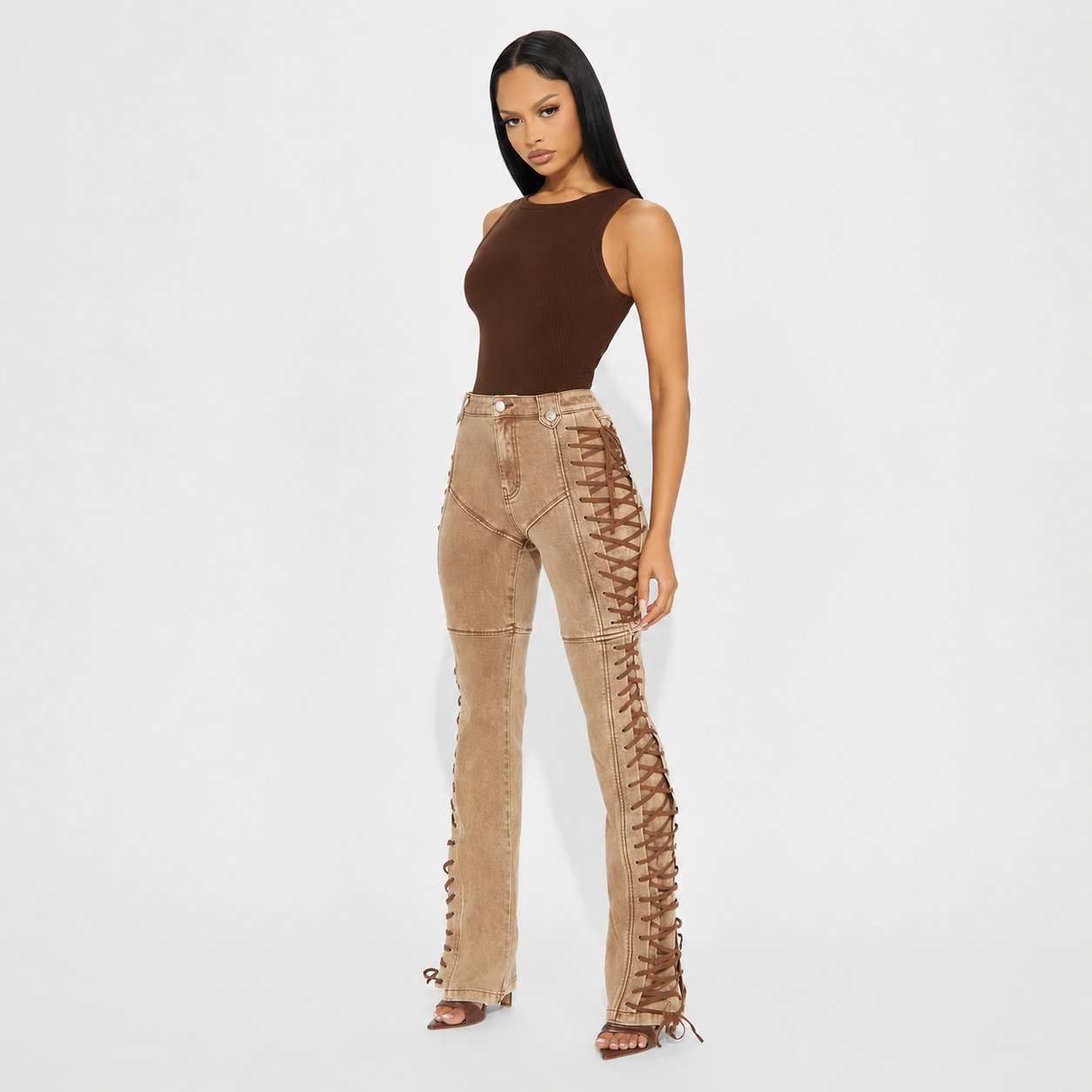 Casual Lace Up Detail Pant For Women