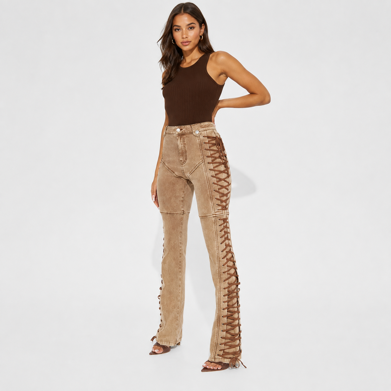 Casual Lace Up Detail Pant For Women