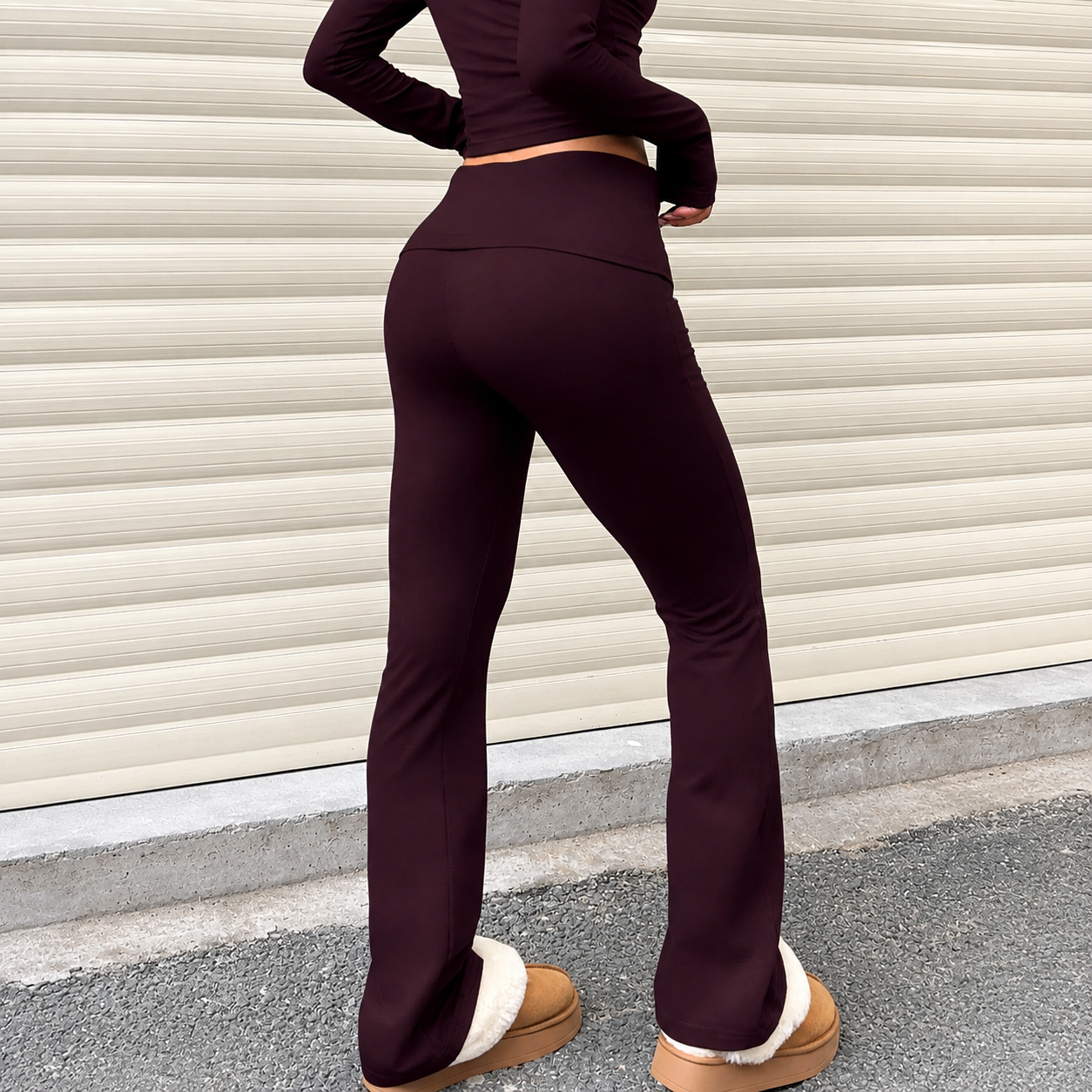 Casual Fitted Flared Ruched Stretchy Leggings For Women