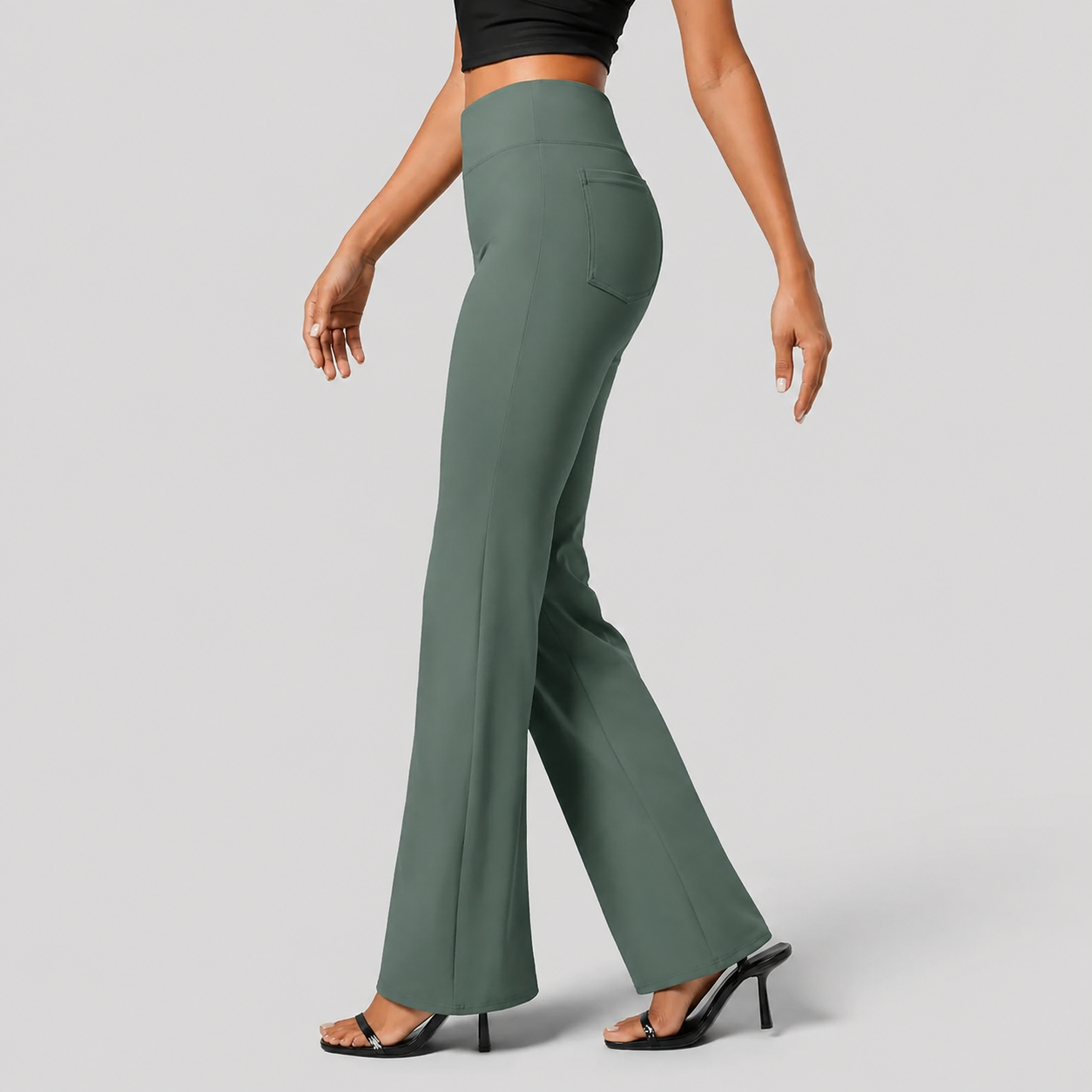 Casual Flare Work Pants With Pocket For Women 